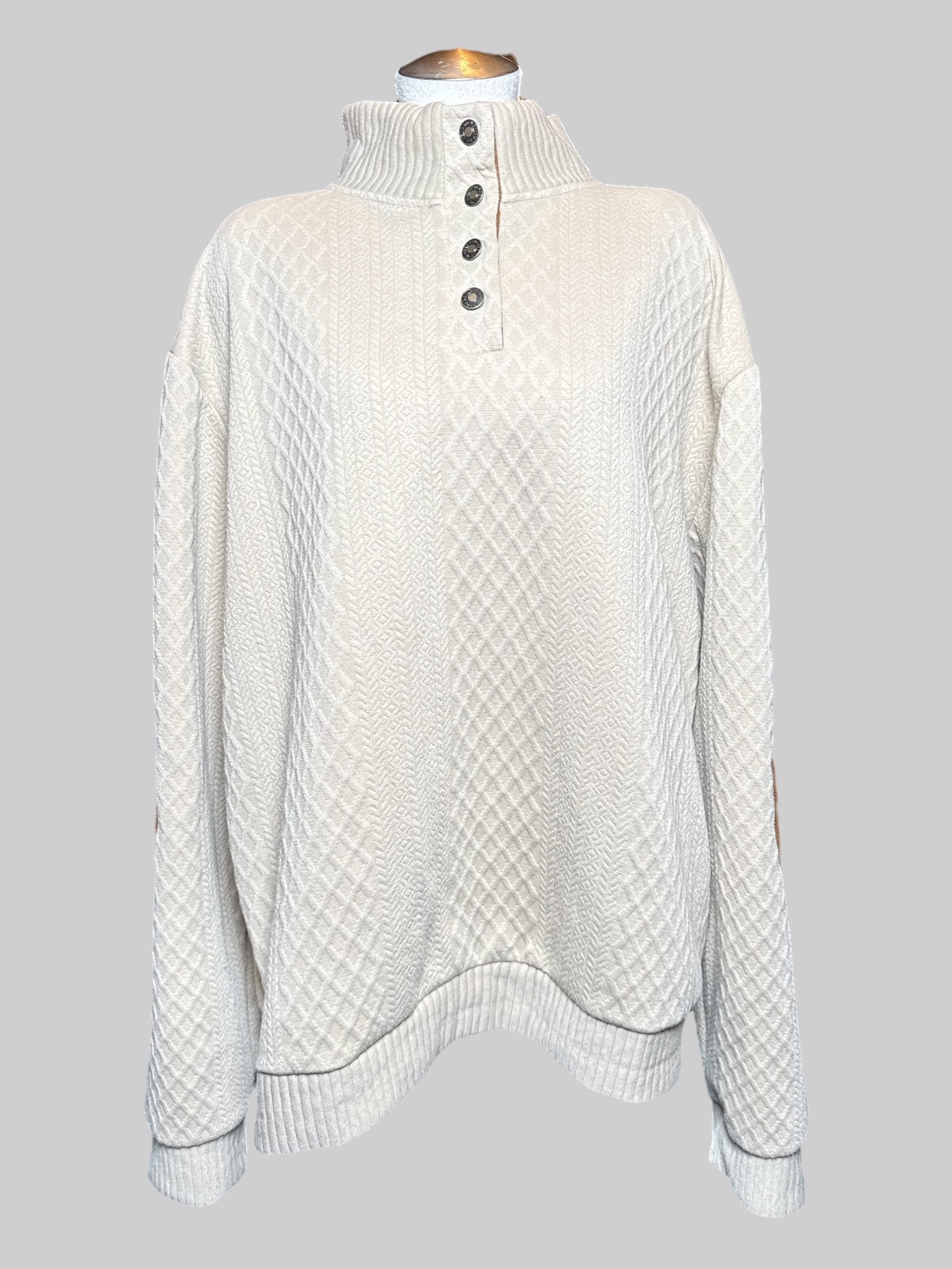 3X Tan knit sweater with elbow pads