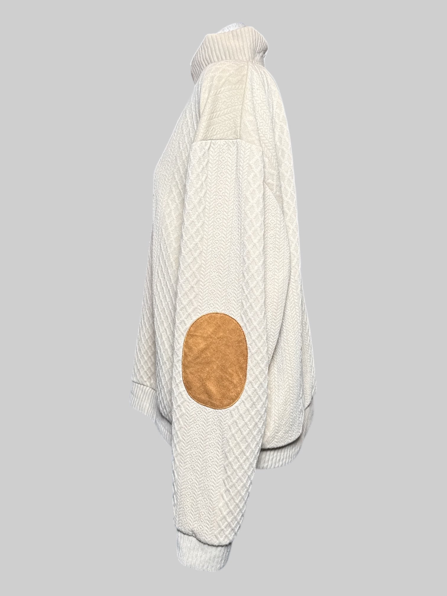 3X Tan knit sweater with elbow pads