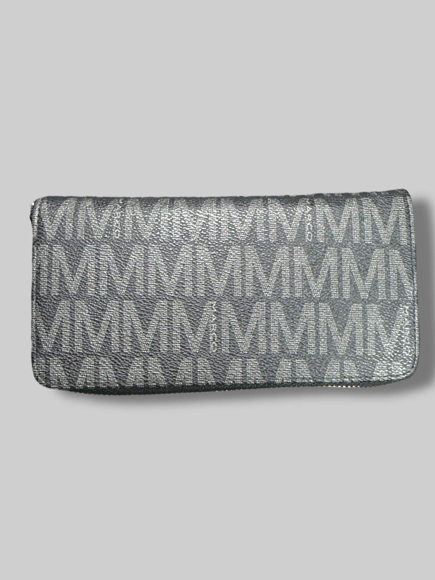 8’ by 4’ NWT M Marco black and gray wallet with gold tone zippers, lots of space, and attachable strap