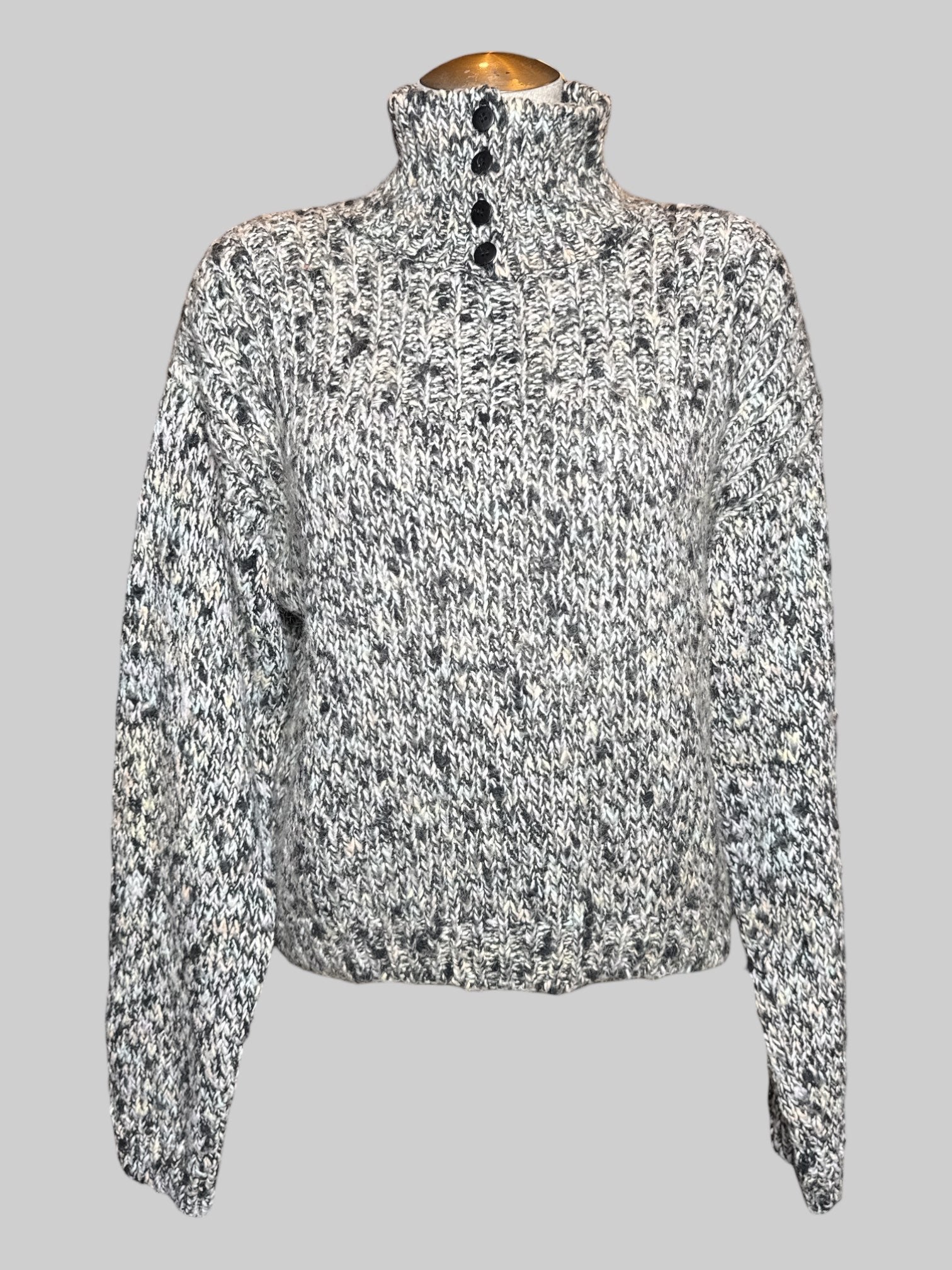 1X D.D. Sloane vintage multicolor knit pull over sweater with button up neck