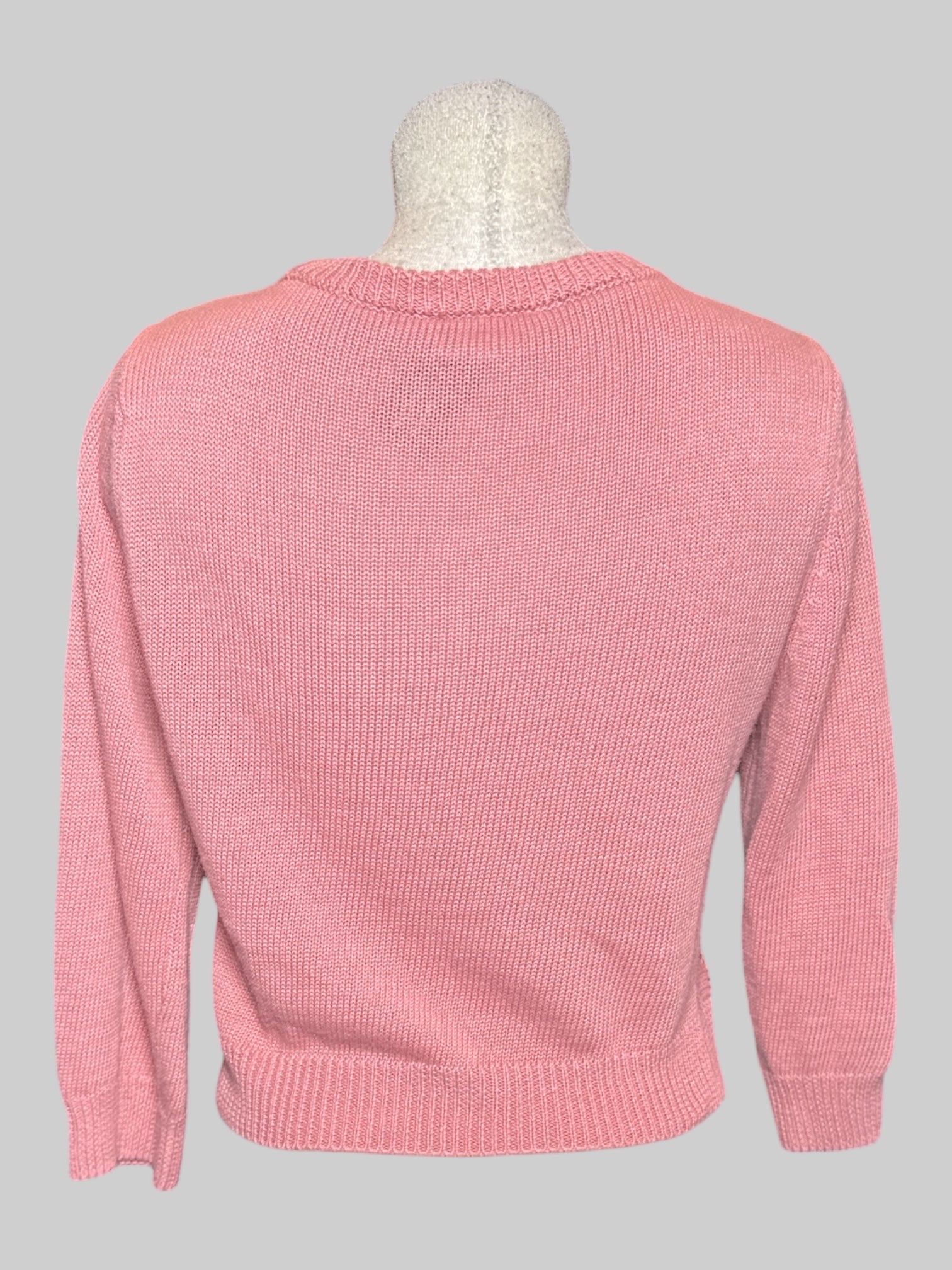 XL ModCloth pink cropped button up cardigan with metal buttons, and diamond knit design