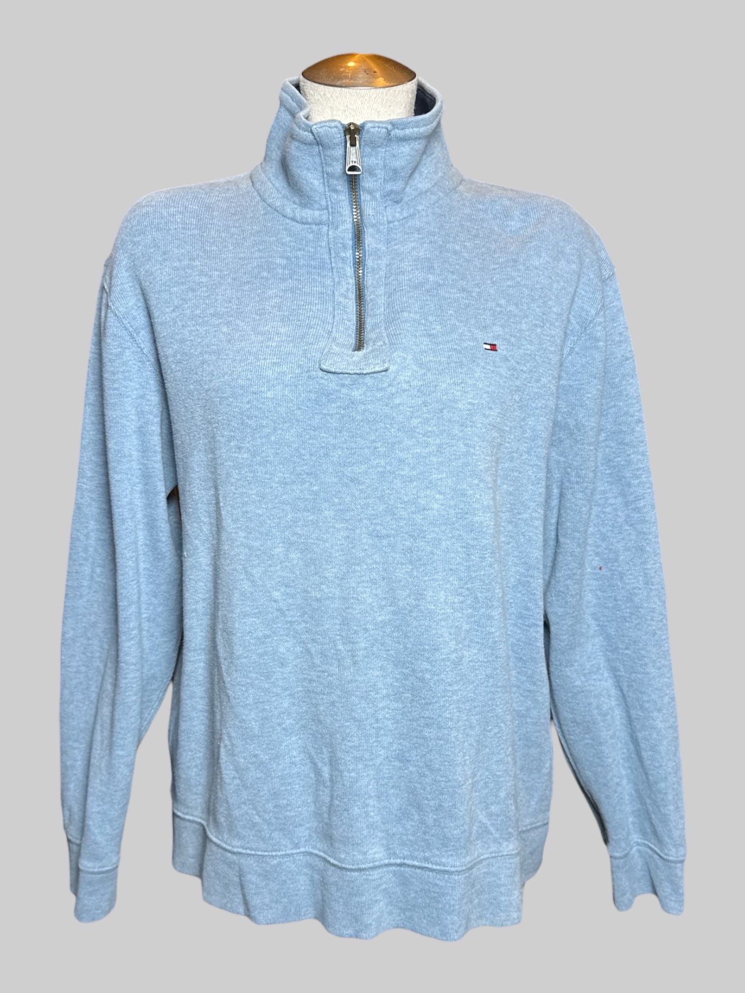 XL Tommy Hilfiger light blue quarter zip sweater