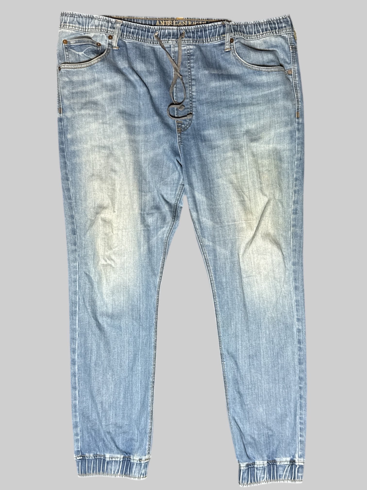 2X American Eagle active flex light wash jogger pants with elastic waistband and drawstring