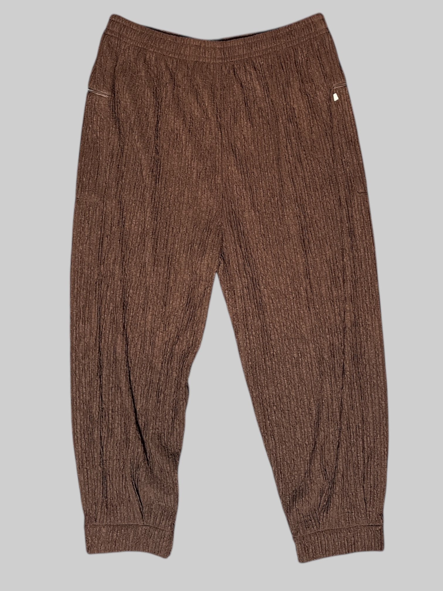 XL brown ribbed pants with elastic waistband