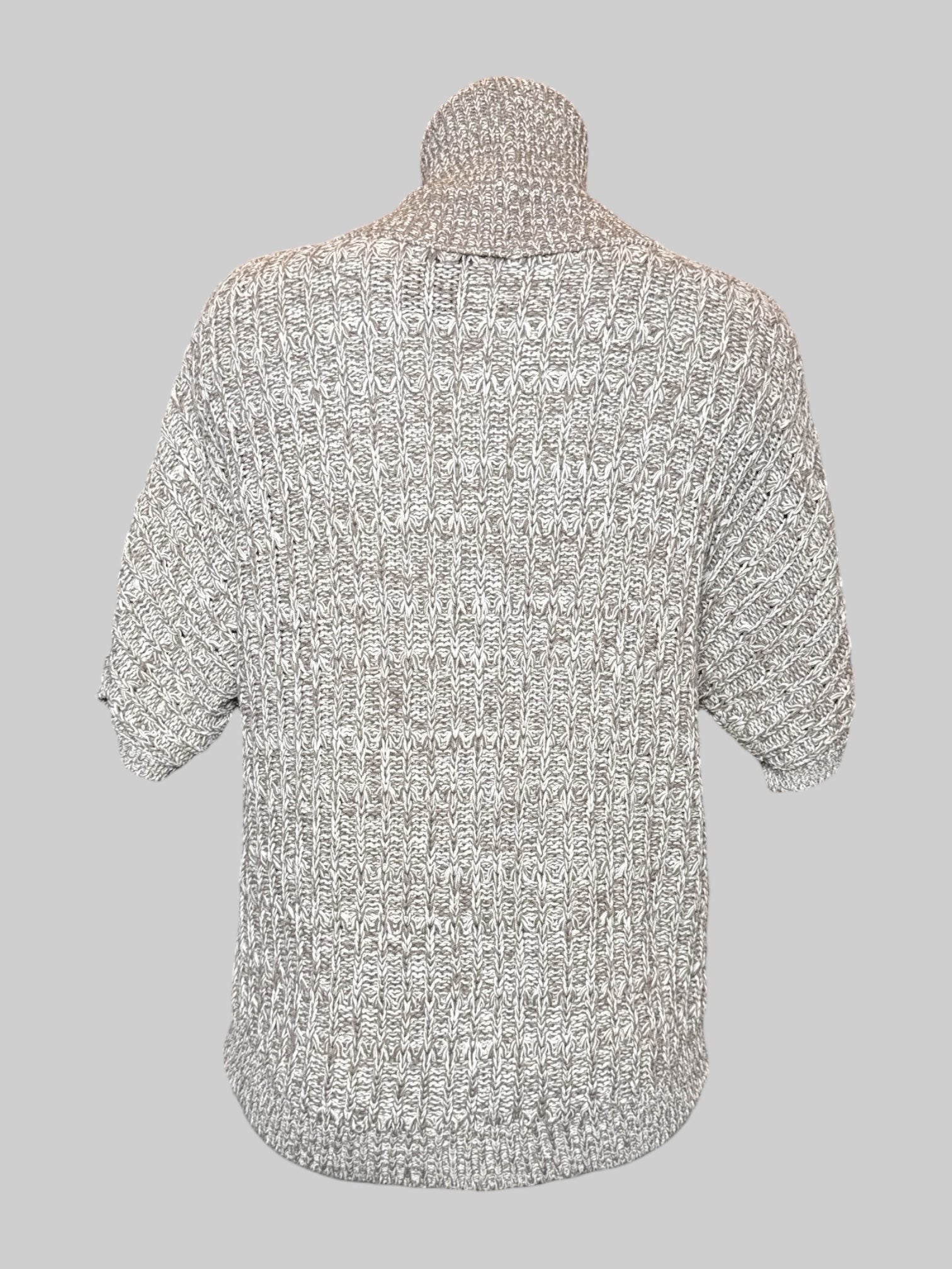 M Express brown & white knit bolero with big collar