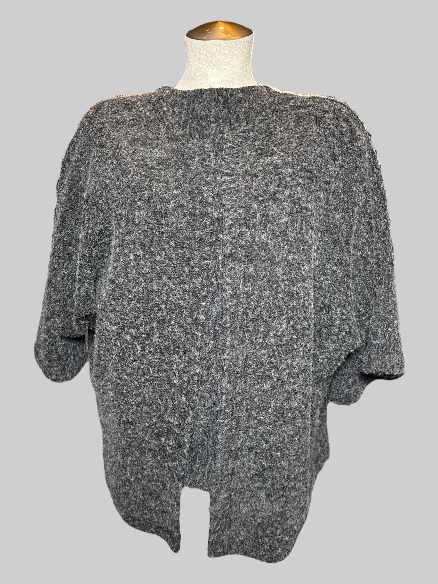 2X Japanalia fuzzy gray 2 piece set with short sleeve top and short sleeve cardigan