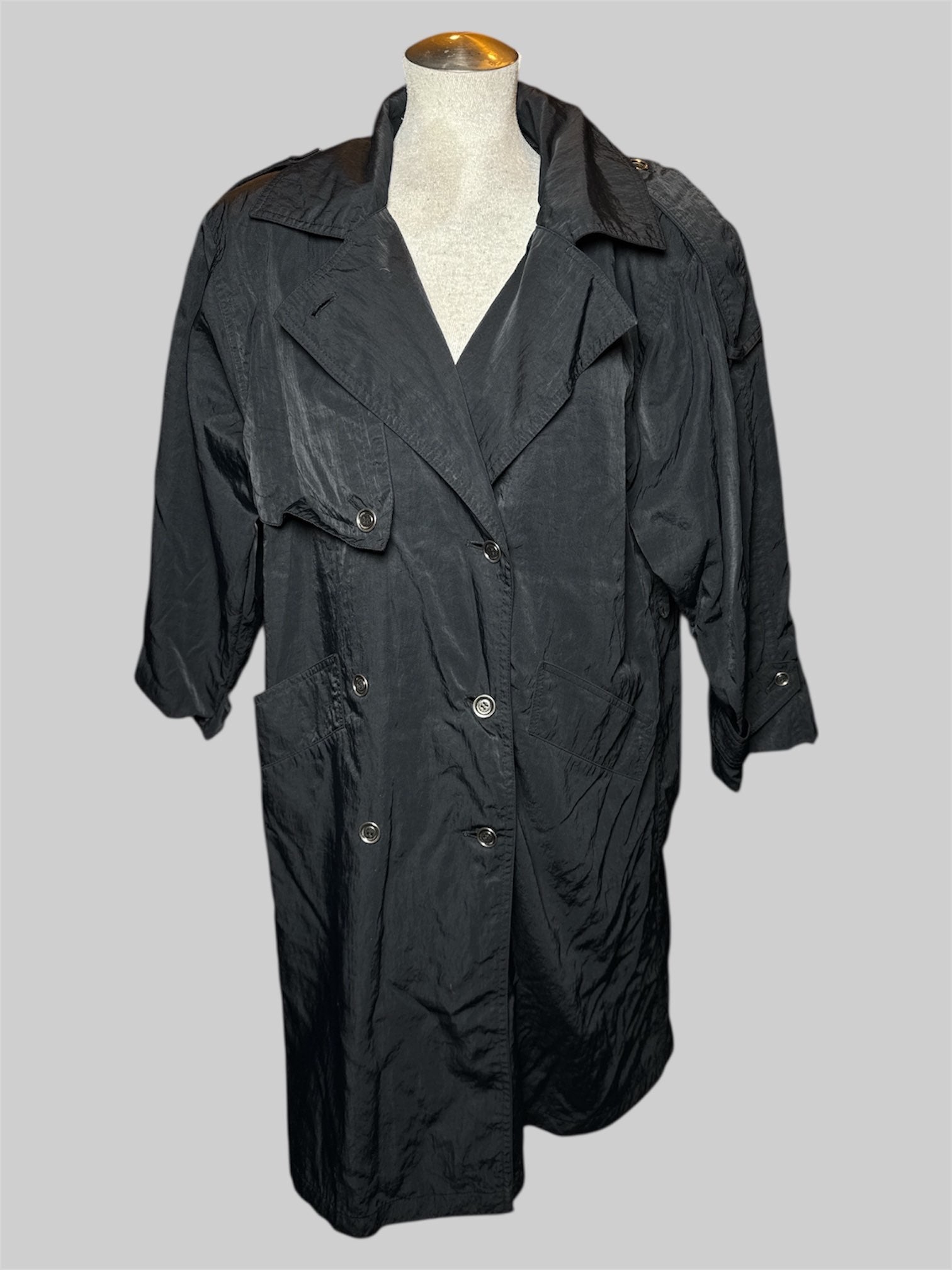 XL Amanda Smith Petites  vintage black double breasted coat with shoulder pads