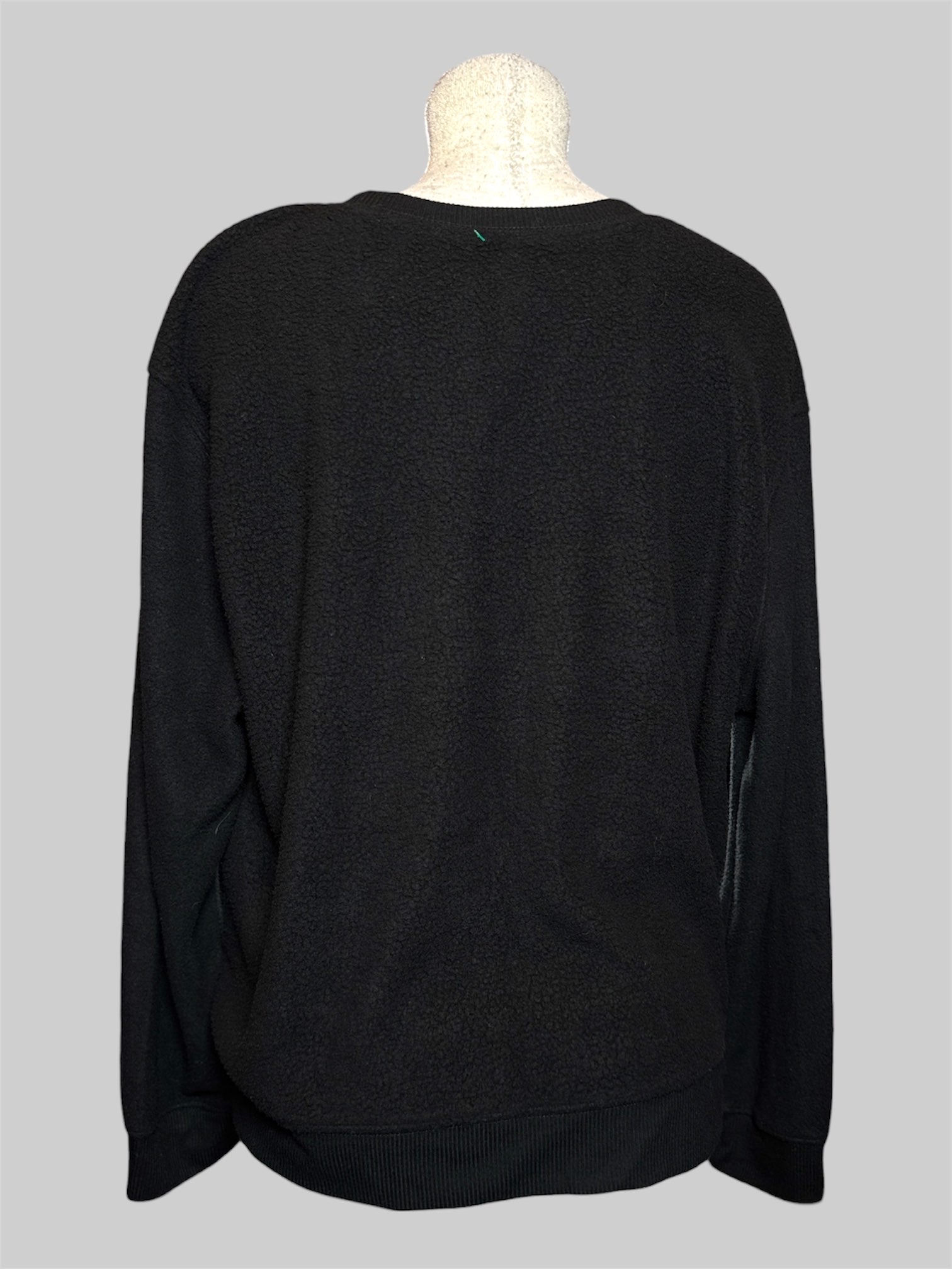 0X No Boundaries black sherpa texture sweater with plaid and gold deer