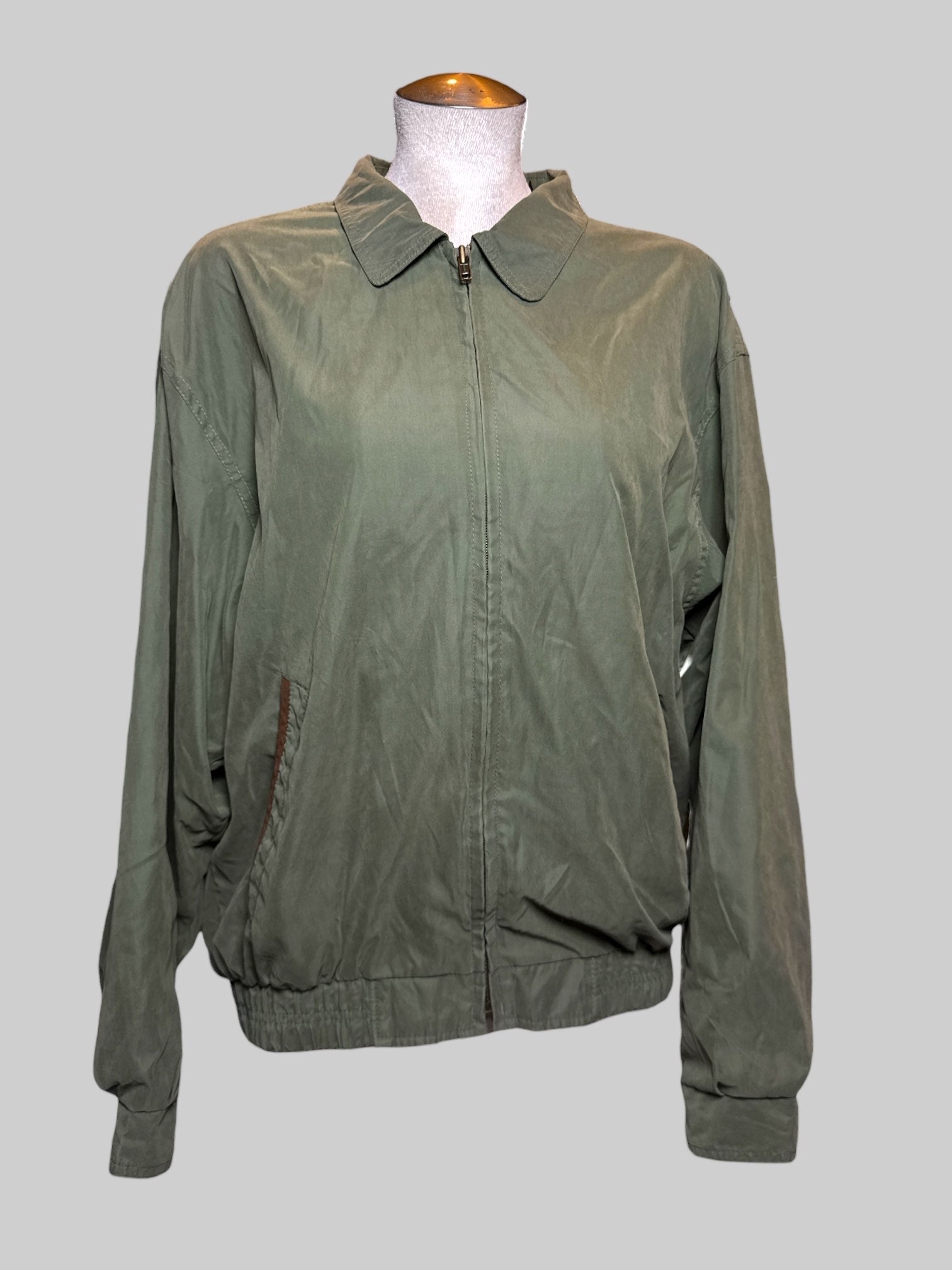 L Members Only Microfiber vintage green windbreaker