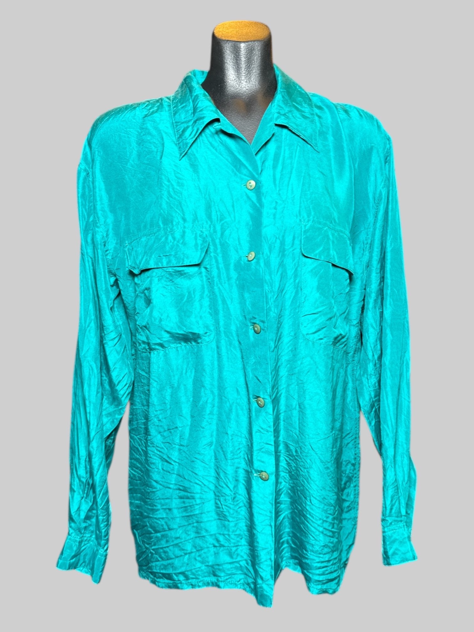M Studio G.A. beautiful green silk button up