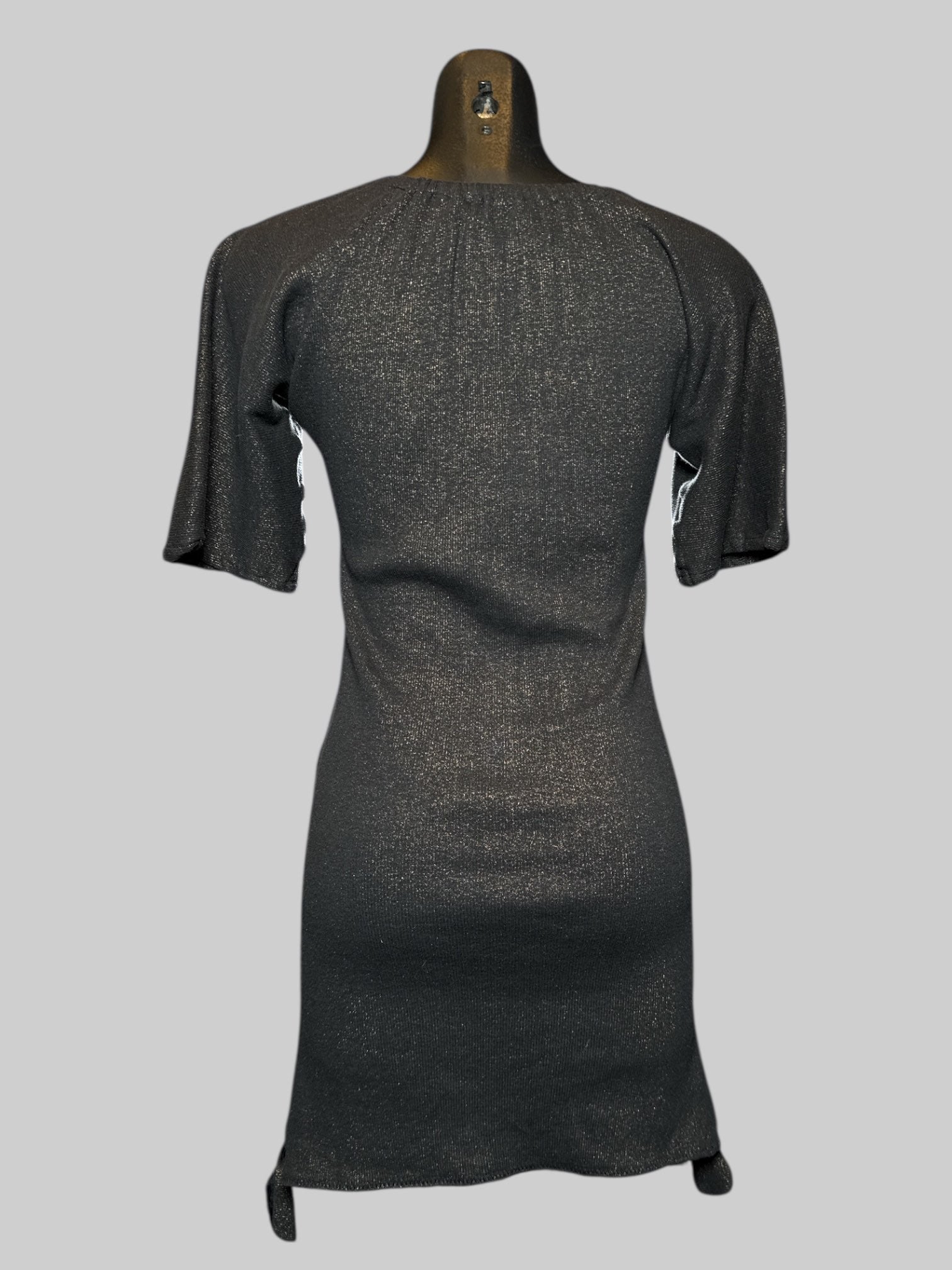 L DaryIK black dress with gold metallics and half sleeves