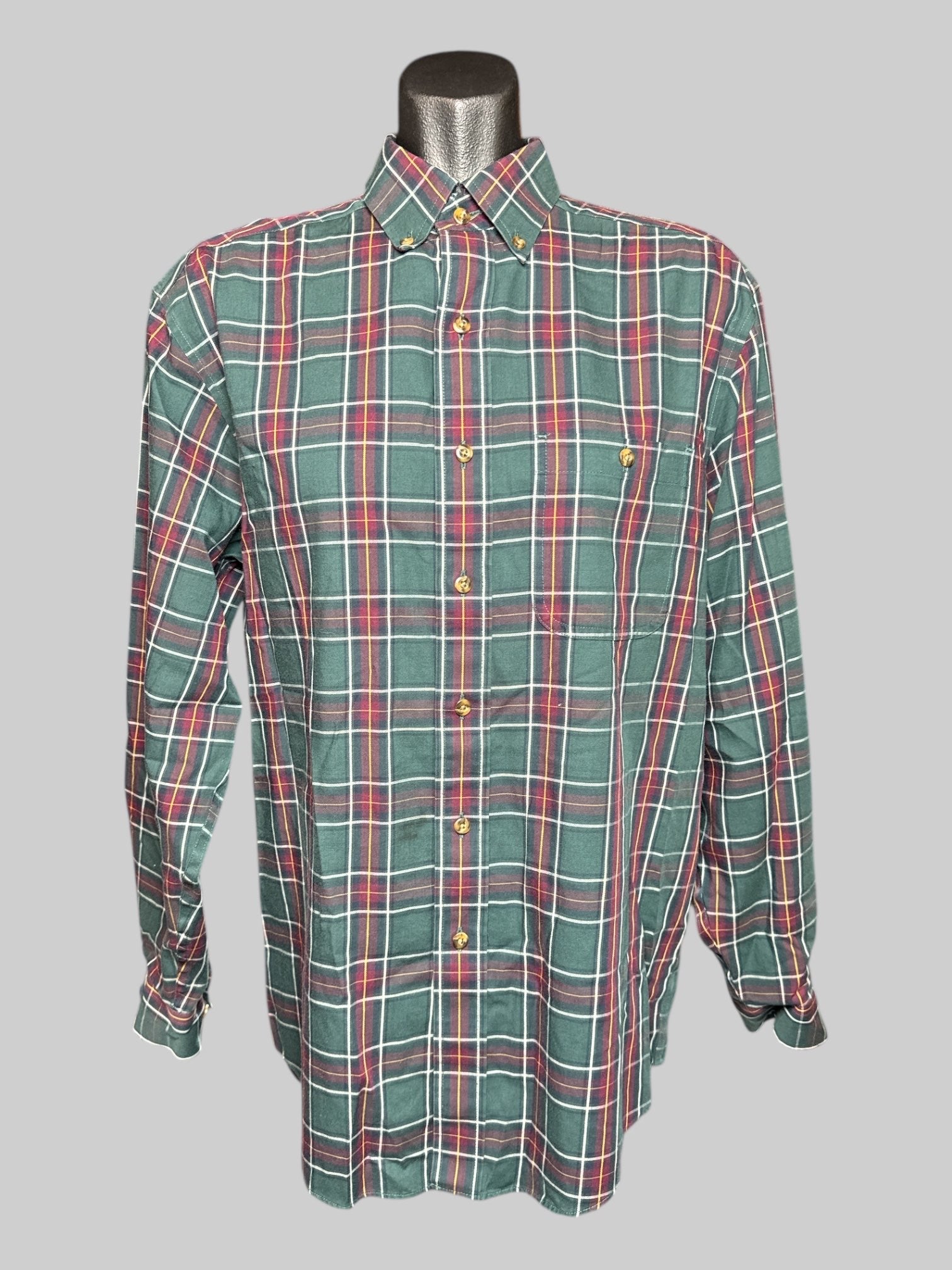 M L.L.Bean dark green flannel button down top with chest pocket