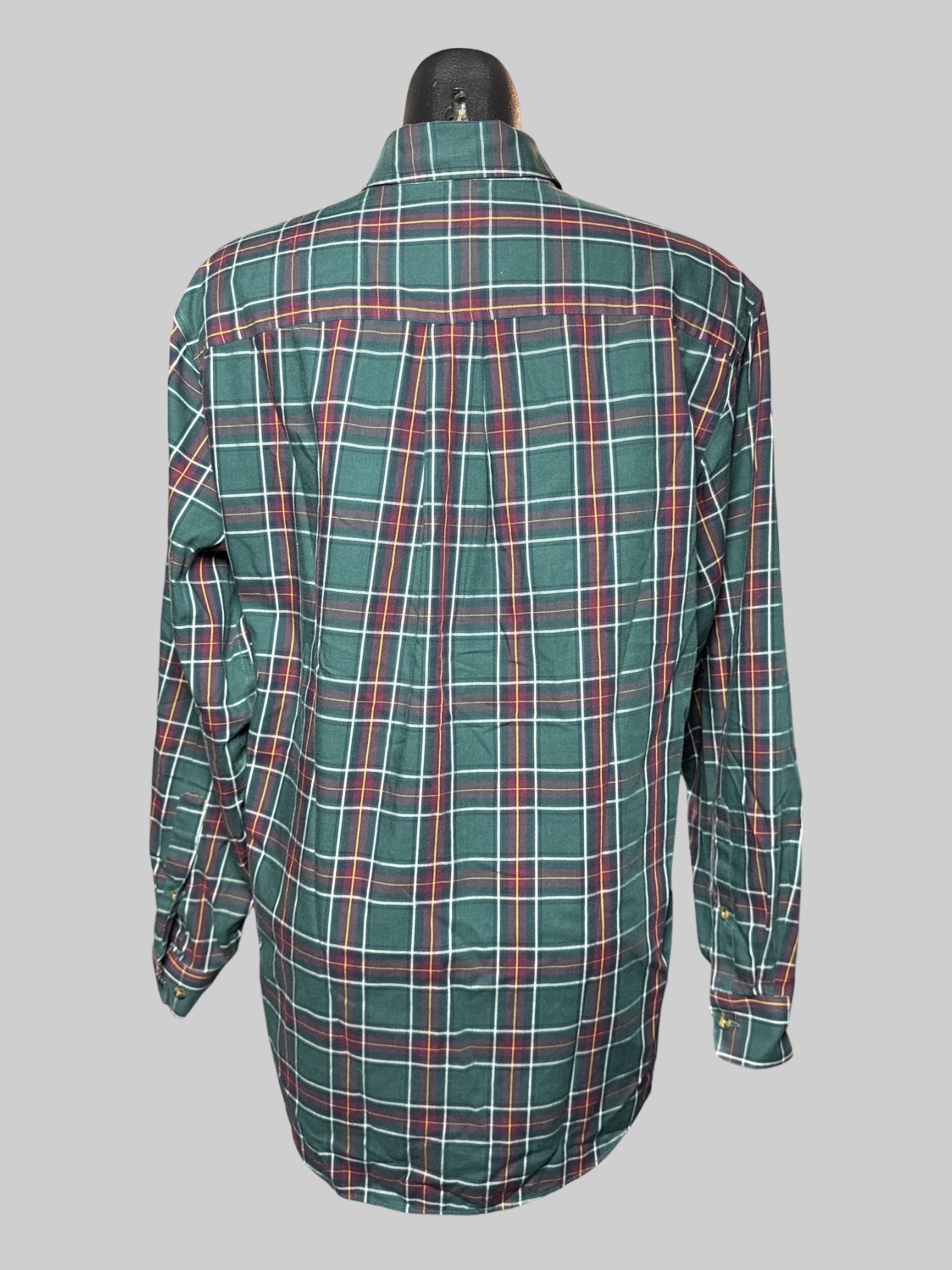 M L.L.Bean dark green flannel button down top with chest pocket
