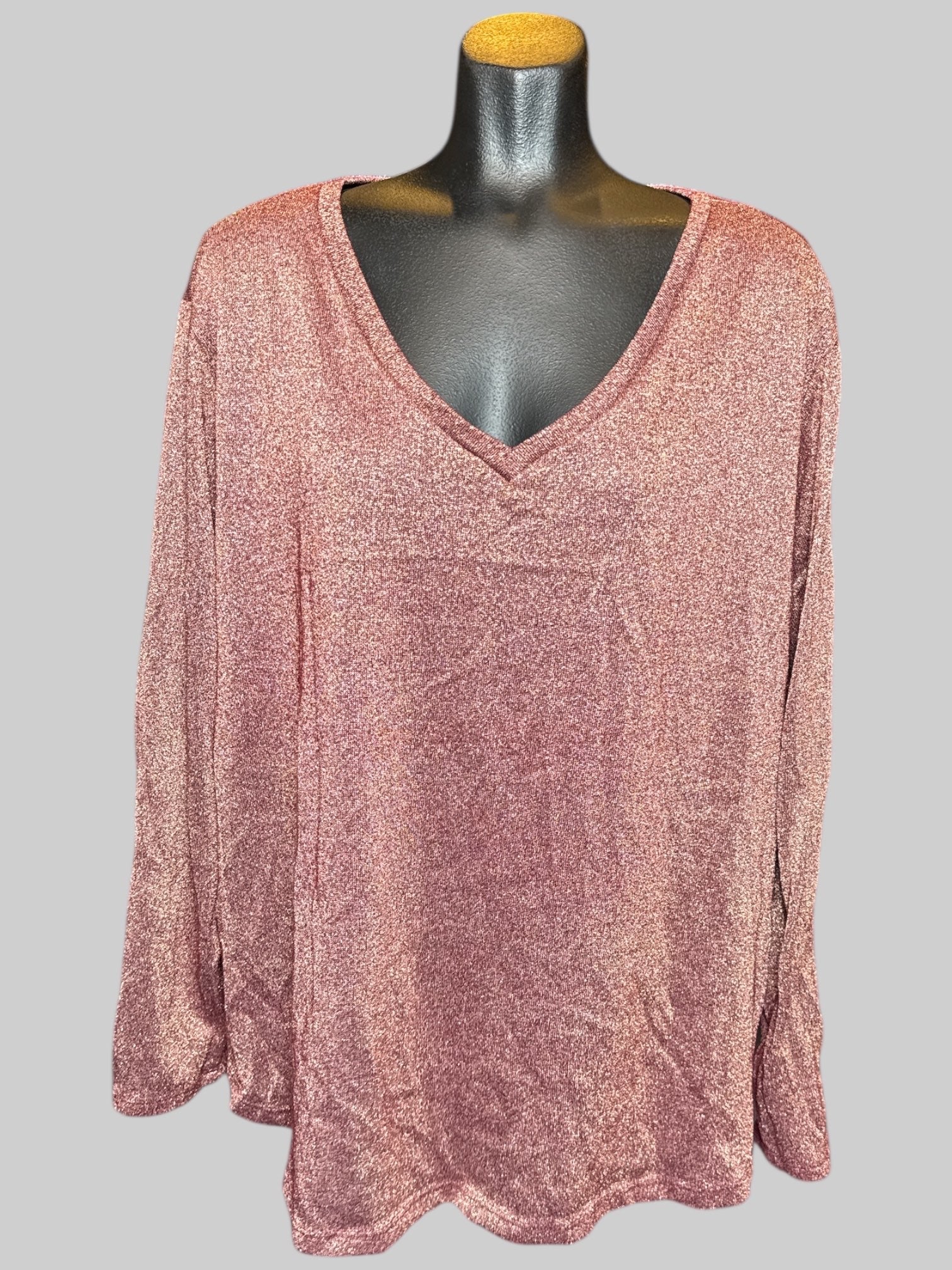 4X Faded Glory maroon long sleeve top with gold threading