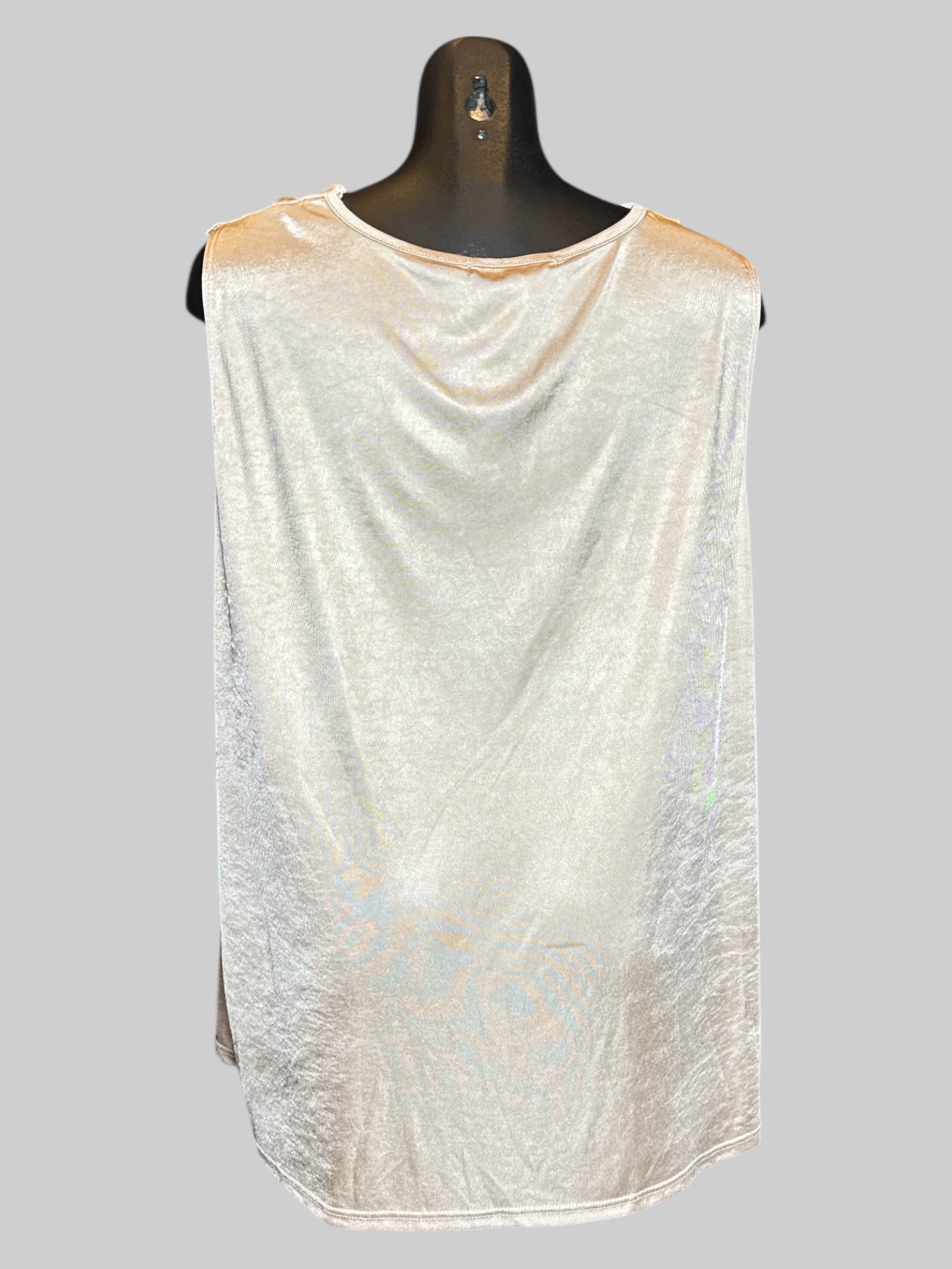 4X Cyrus champagne color sleeveless draping blouse