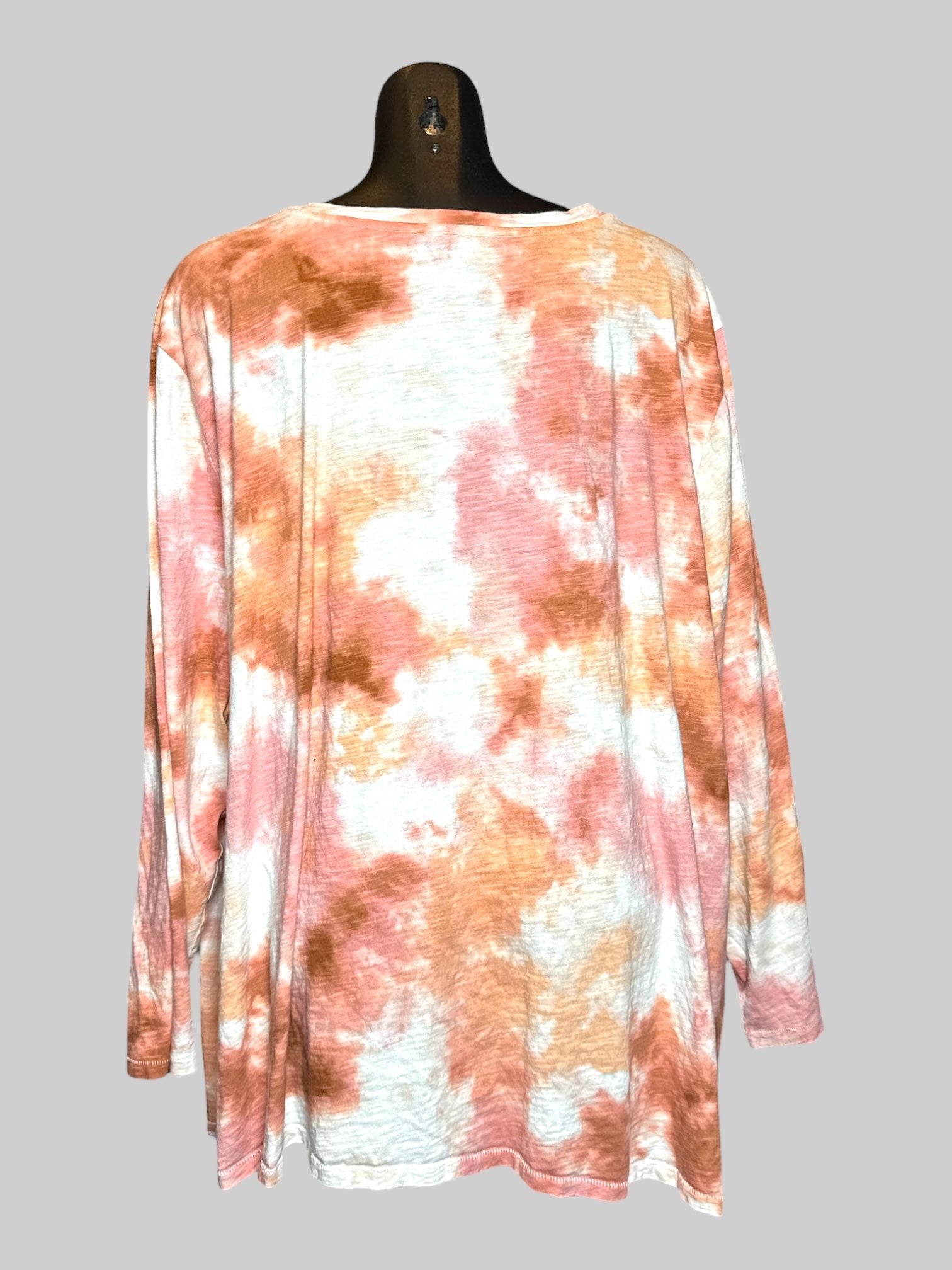 6X Sonoma long sleeve white, orange, brown, and pink tie dye shirt