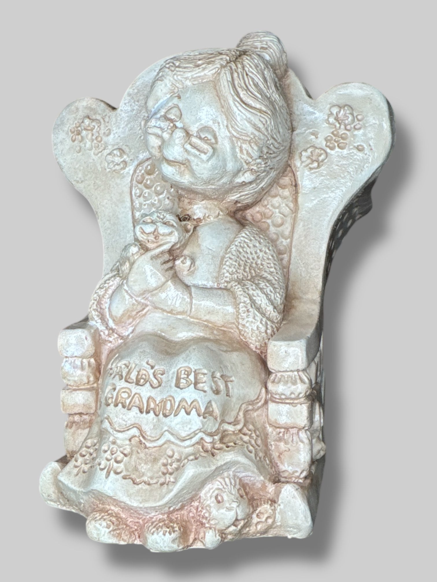 4.5” by 5” vintage from 1944 handmade “Worlds best Grandma” planter