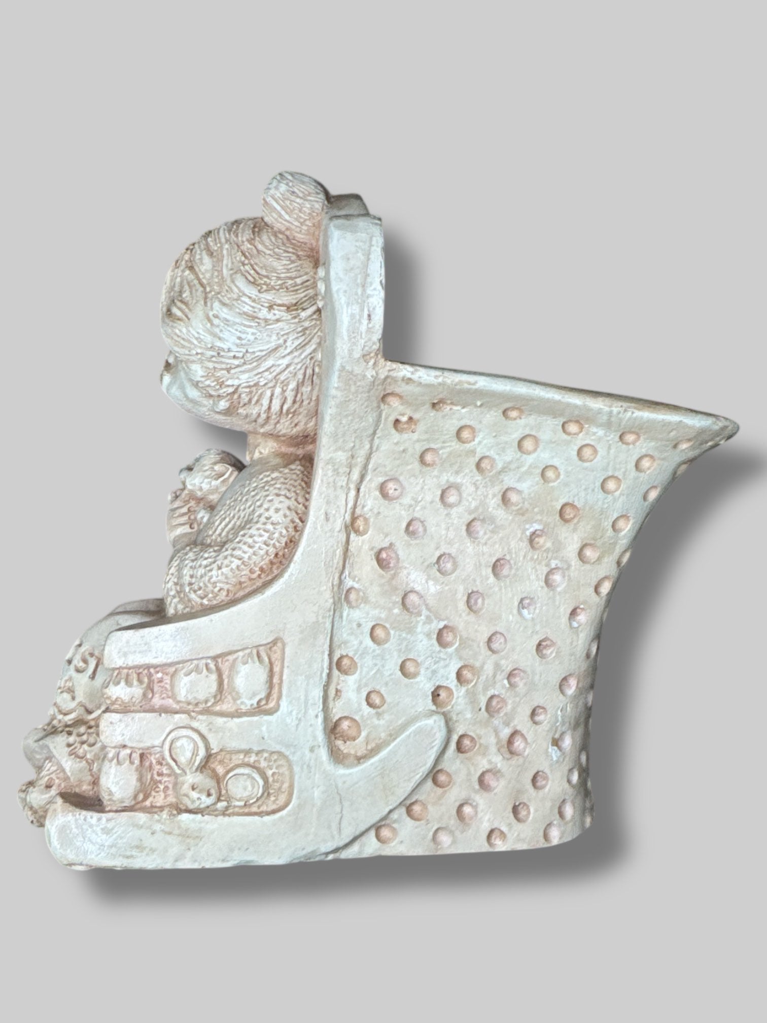 4.5” by 5” vintage from 1944 handmade “Worlds best Grandma” planter