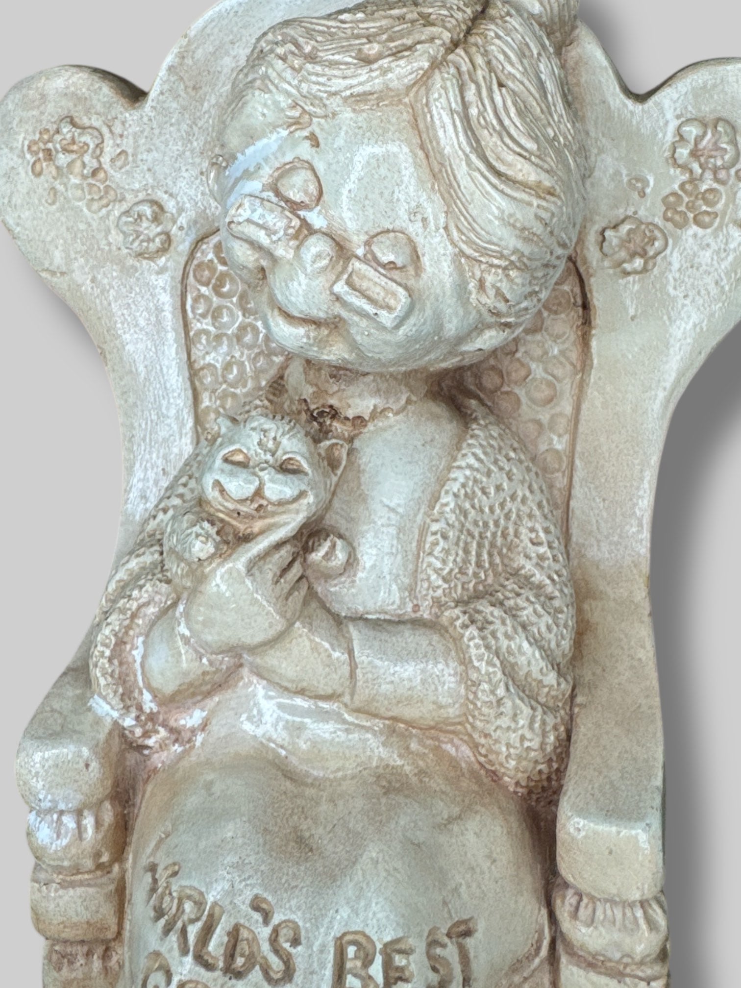 4.5” by 5” vintage from 1944 handmade “Worlds best Grandma” planter