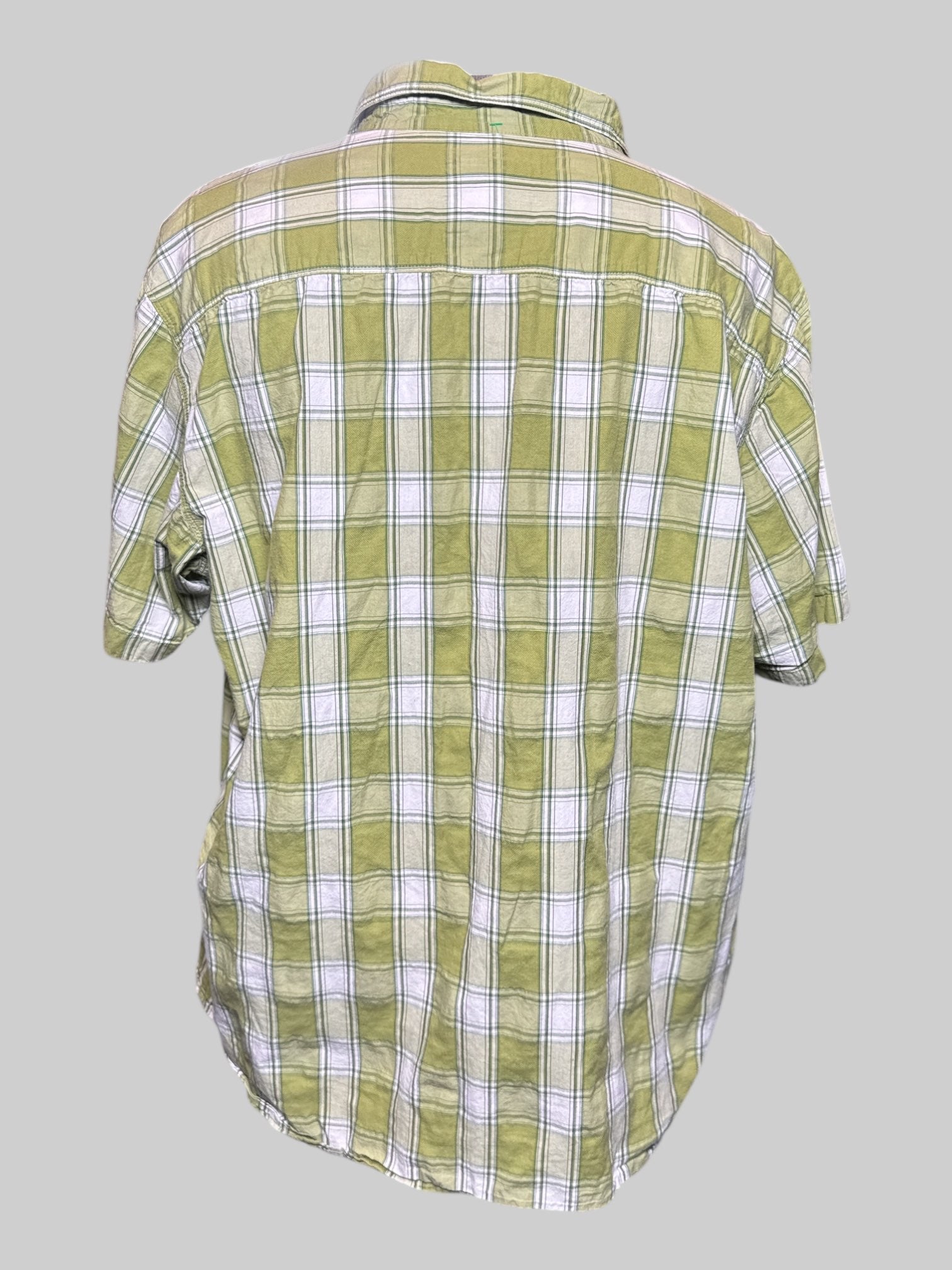 3X Red Head green, blue, and white plaid button up t shirt