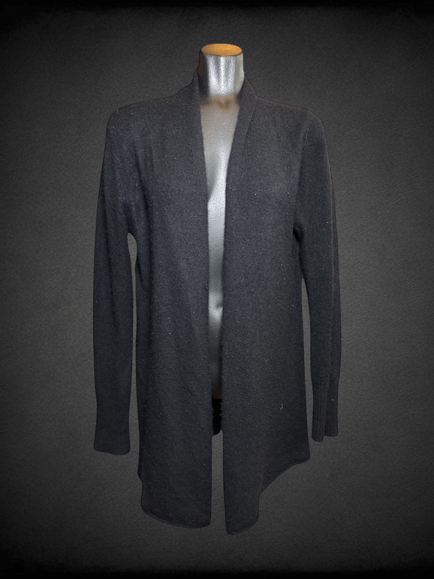 XL Joan Vass cashmere black flowy cardigan