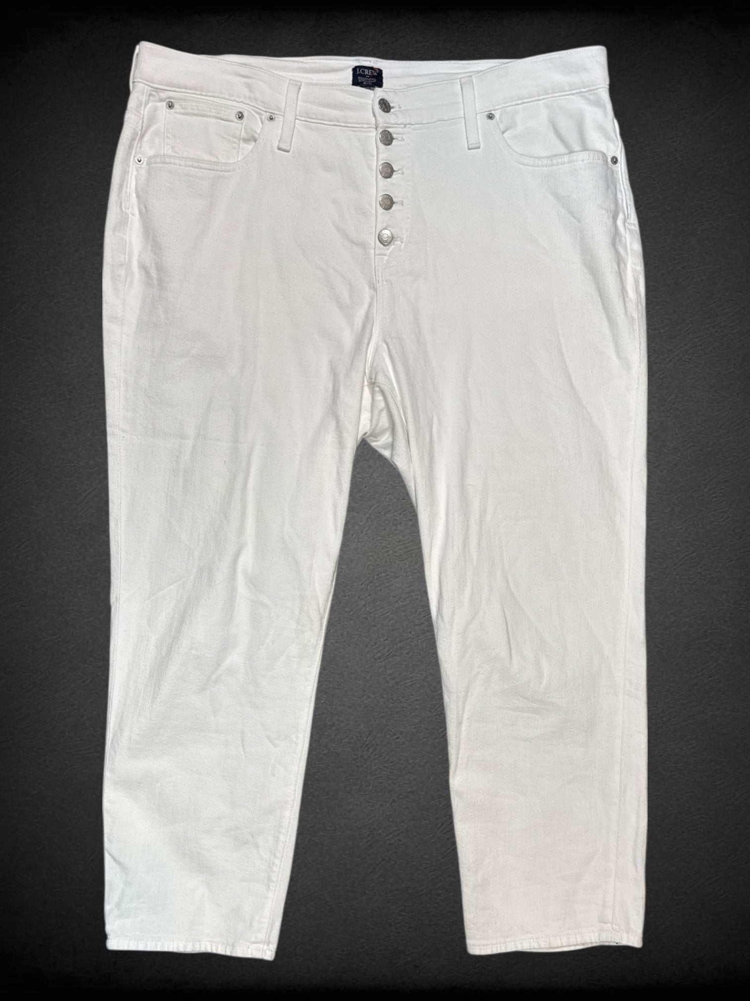 2X J. Crew white straight leg jeans
