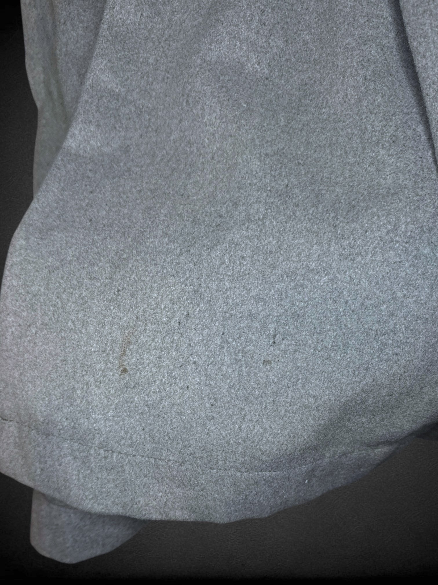 5X CAPSULE light grey v-neck jacket with button closure and pockets. Small stain near bottom front hem photographed