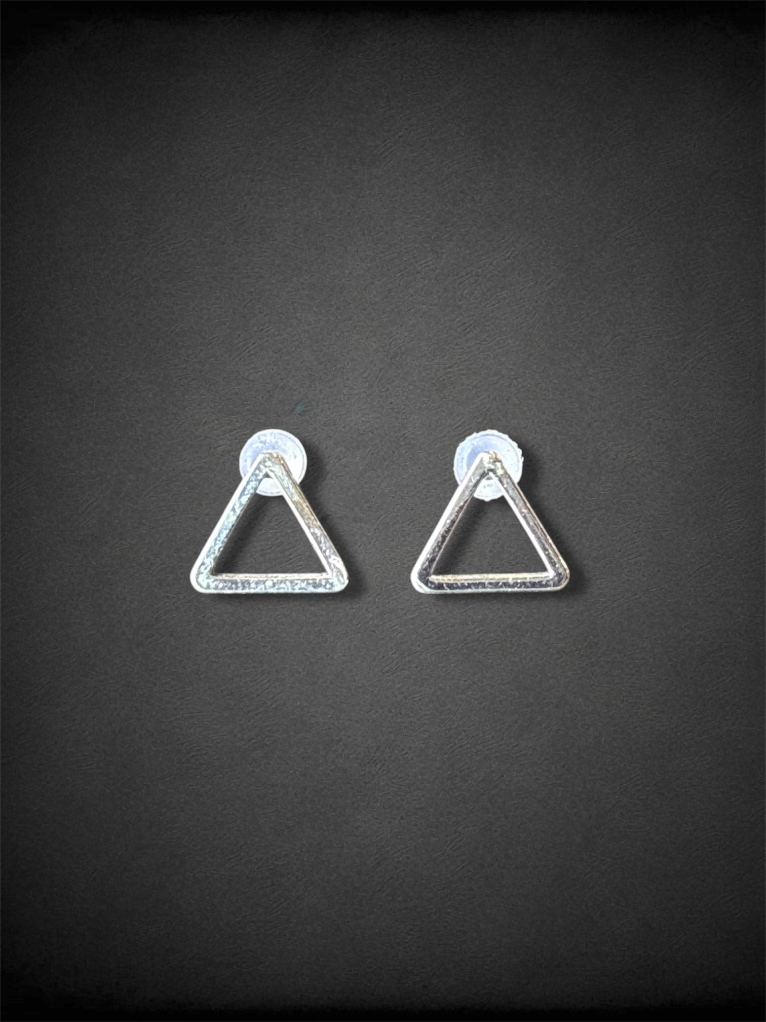 Silver Tone Triangle Stud Earring