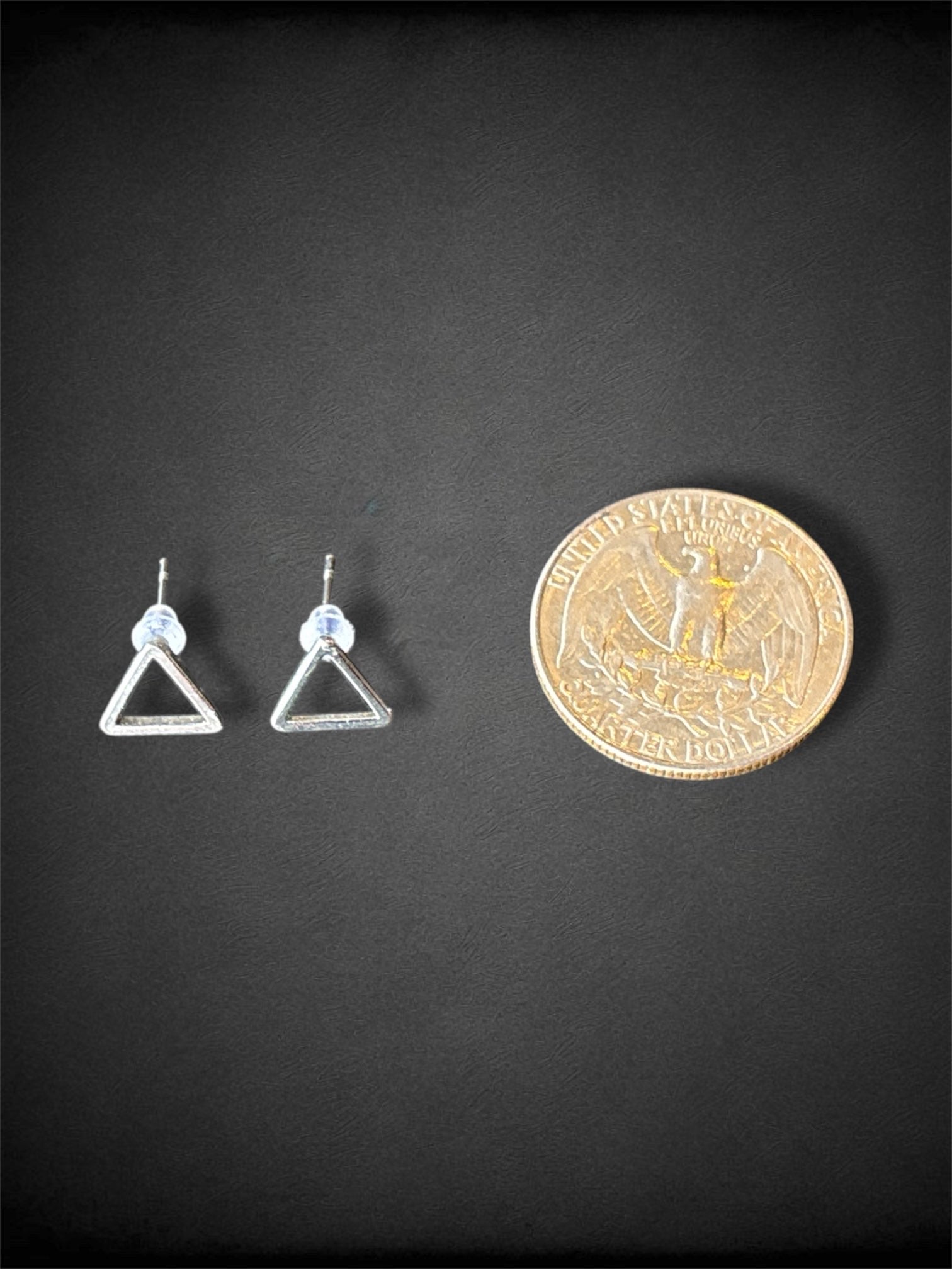Silver Tone Triangle Stud Earring