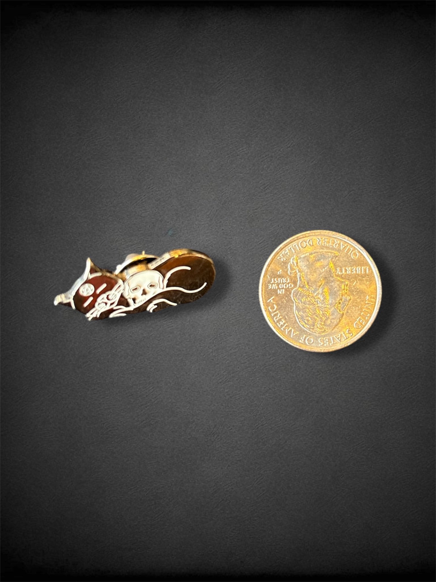 Sleeping pentagram cat with skull pin