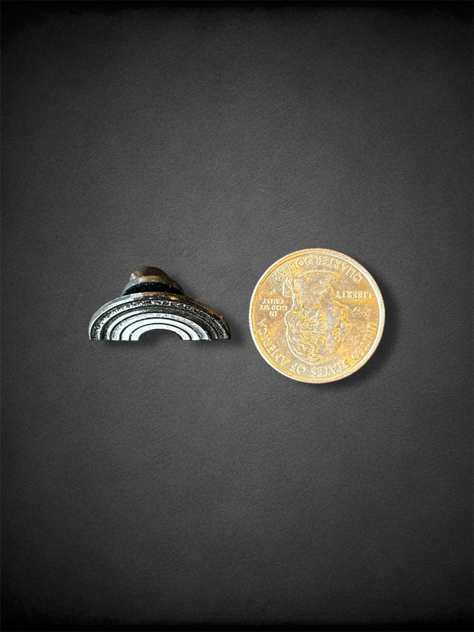 Monochromatic black to white sparkly rainbow pin