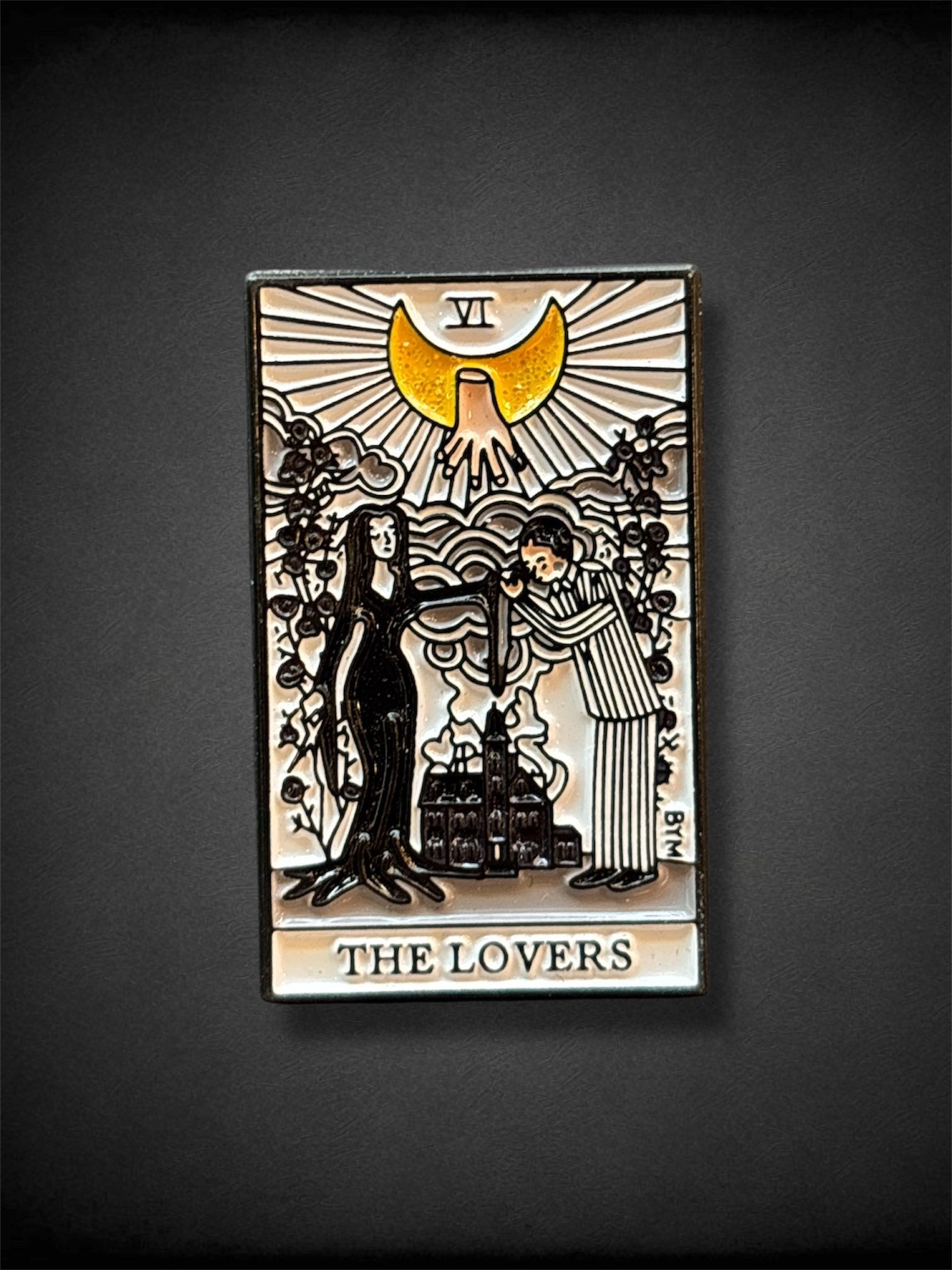 The Lovers Tarot Card Pin  (Addam’s family themed)