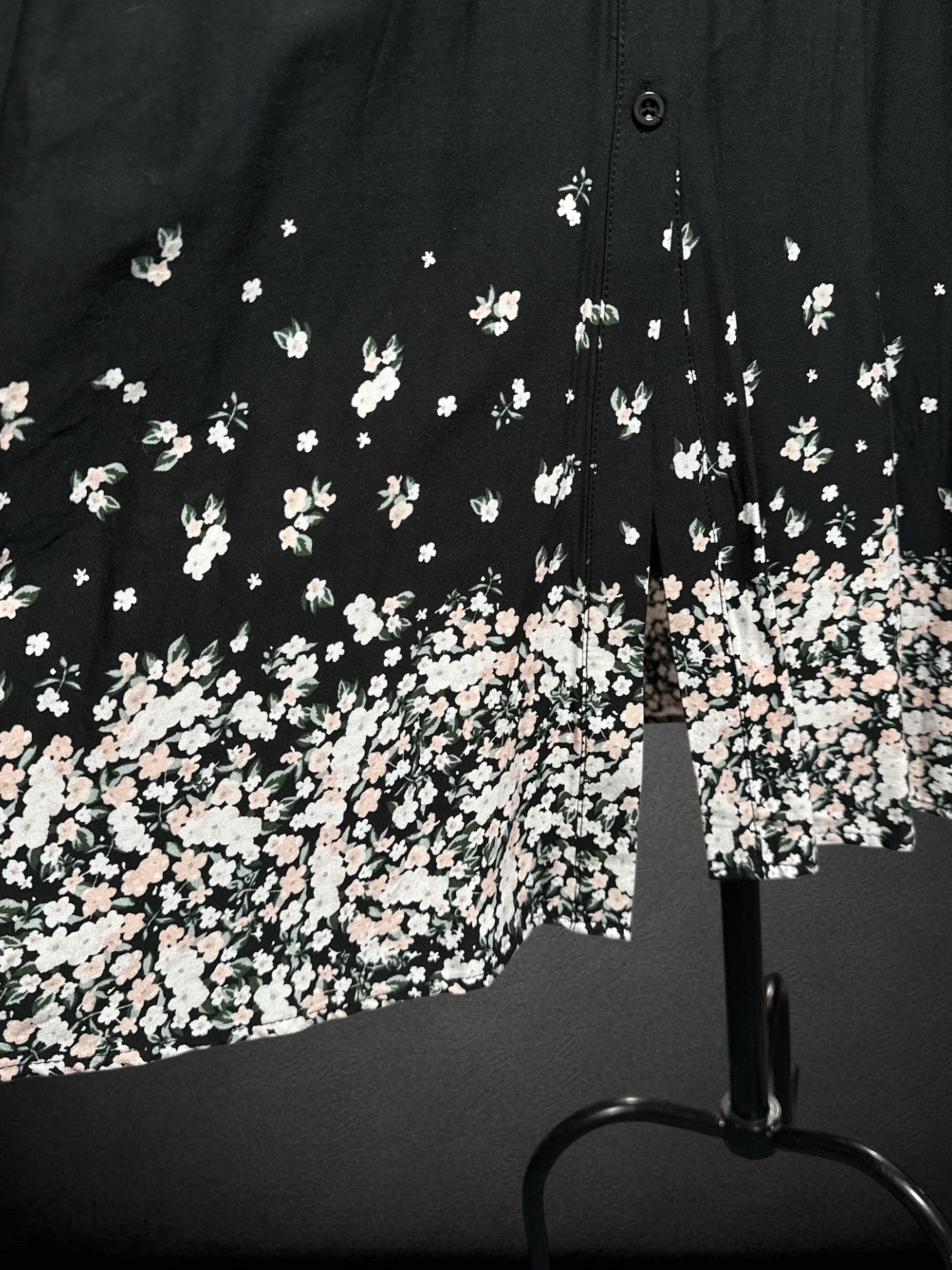 2X TORRID NWT black button up dress with white, green, and pink florals, quarter sleeves, and belt