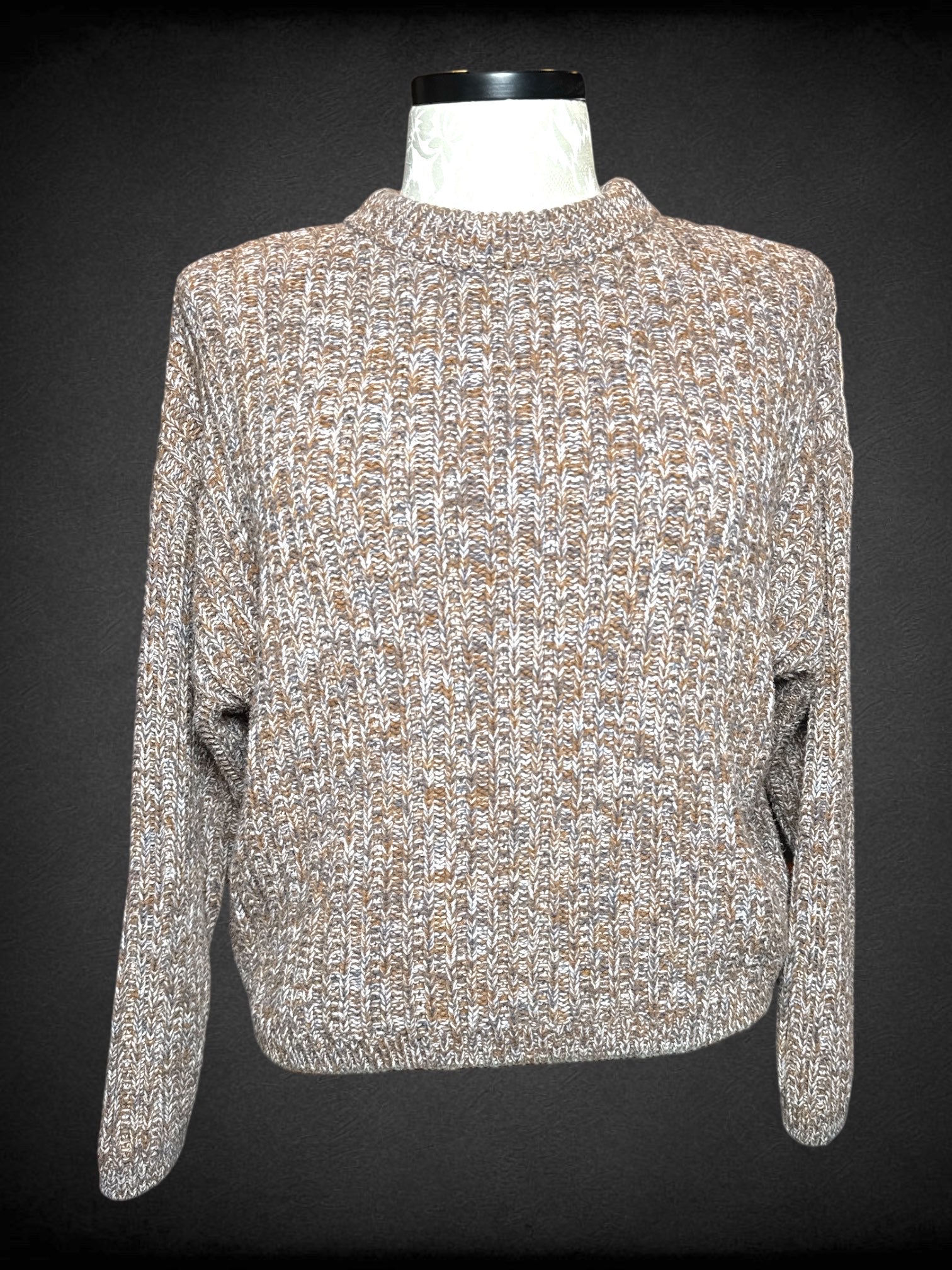 2X Universal Thread brown, white, and grayish purple knit sweater