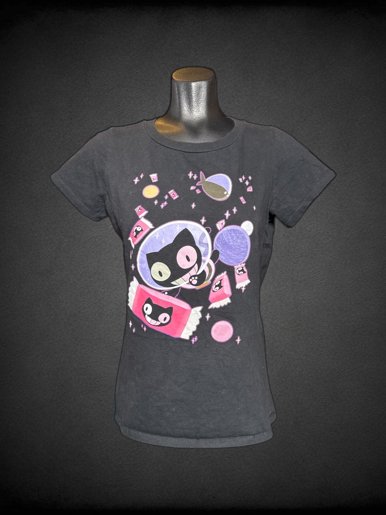 L WeLoveFine presents Steven Universe black t-shirt with space cat graphic