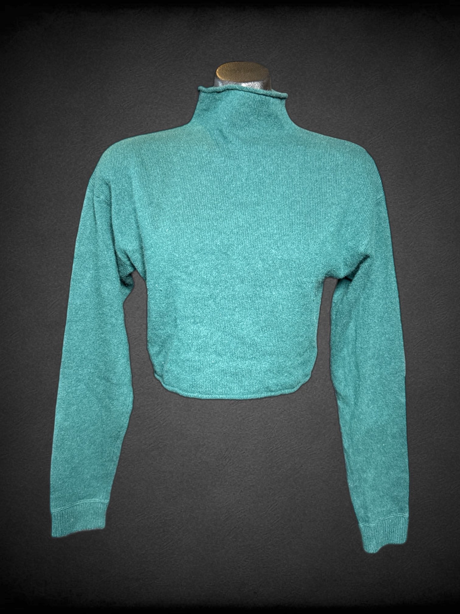 S Reformation Dark green cashmere cropped sweater with mock neck