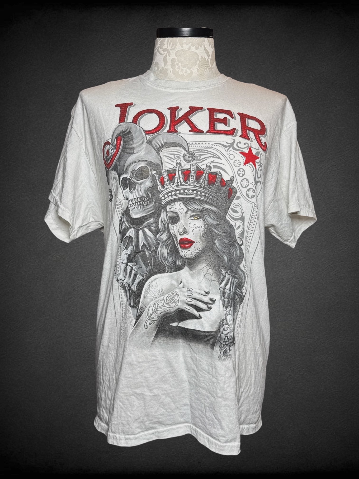 XL DOM white t-shirt with joker graphic