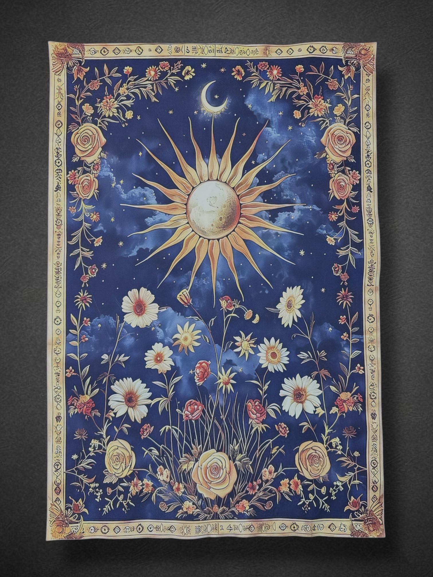 23.5” by 15.75” floral and celestial poster