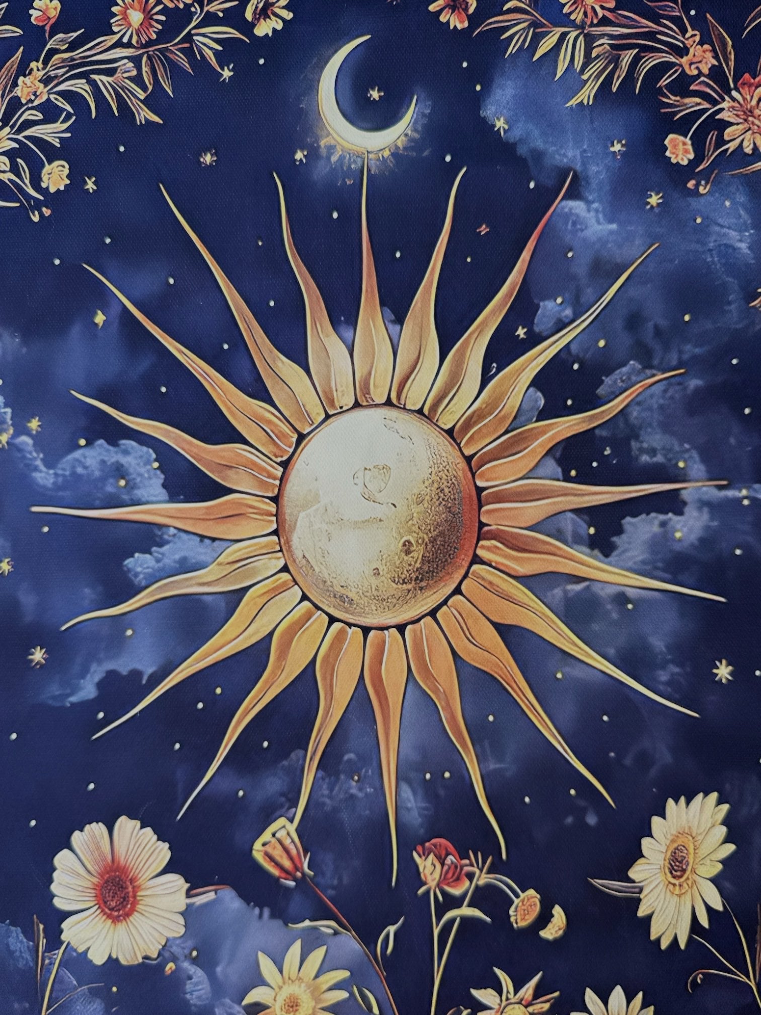 23.5” by 15.75” floral and celestial poster