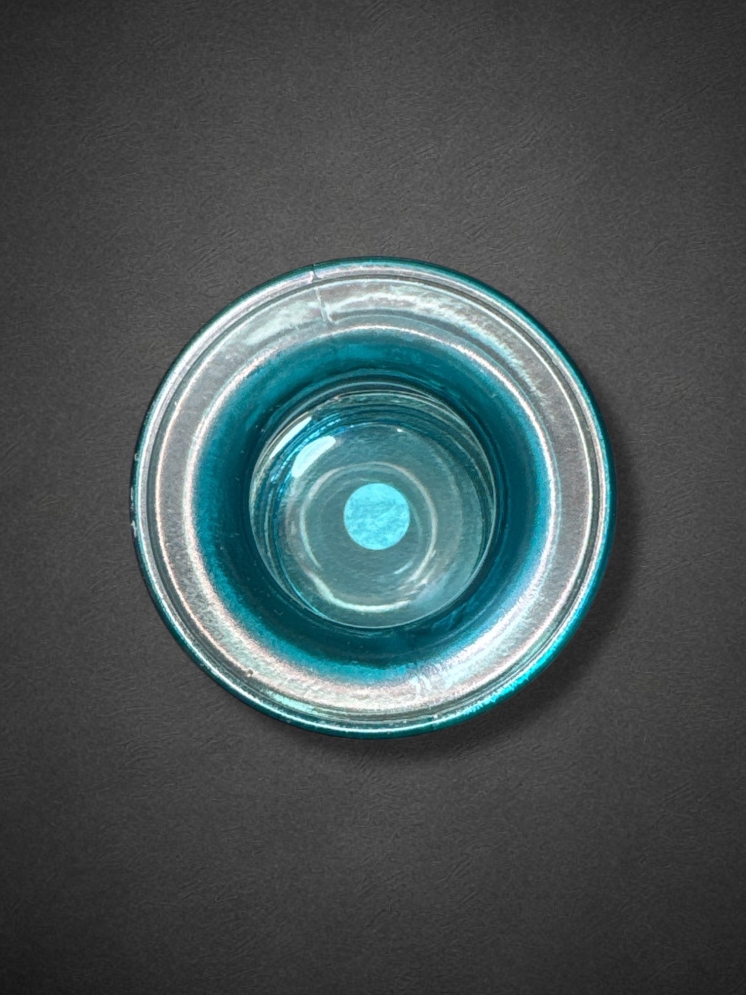 6” by 3” blue glass jar with hearts