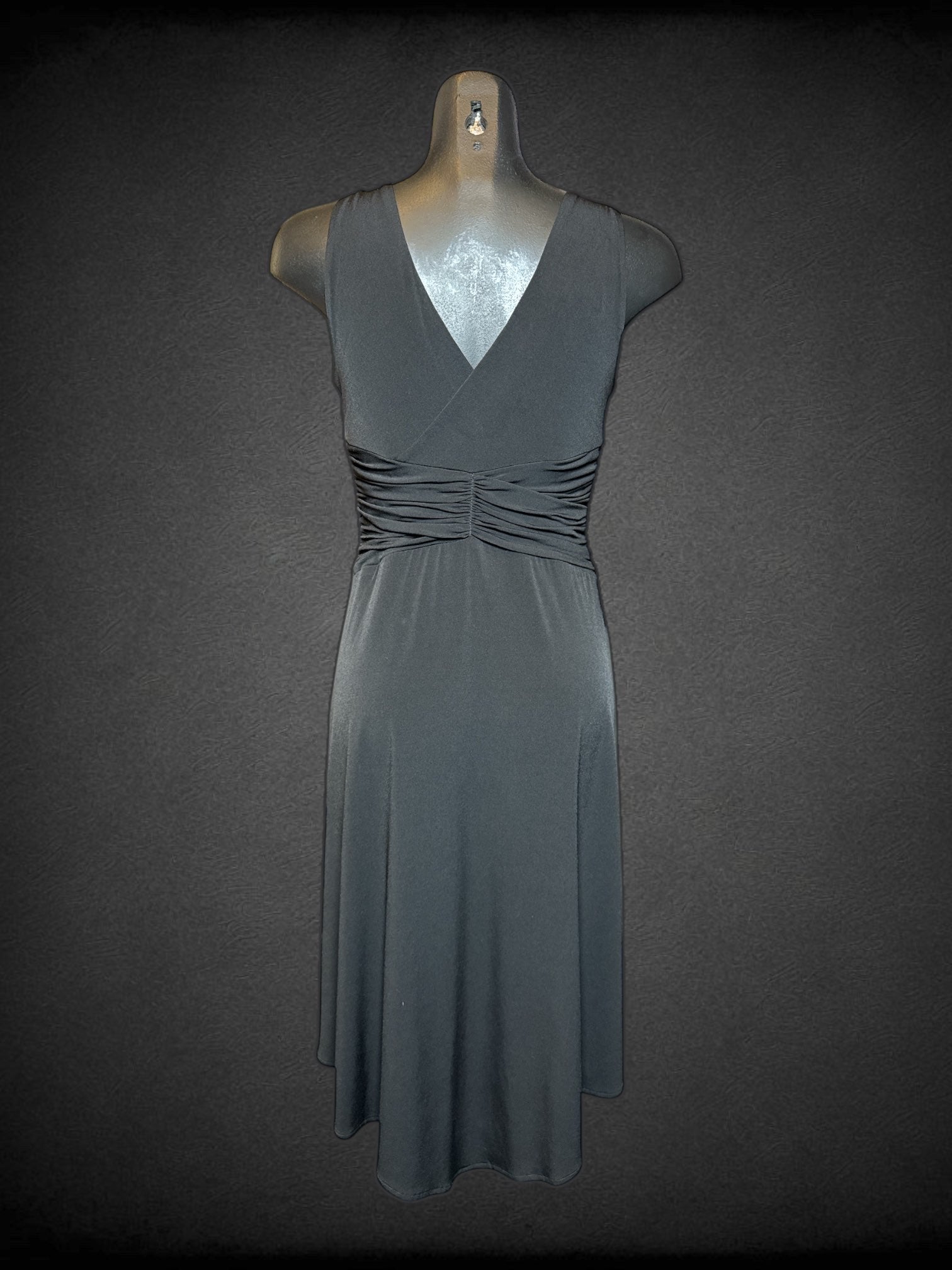 M London Times vintage black sleeveless dress with faux wrap design