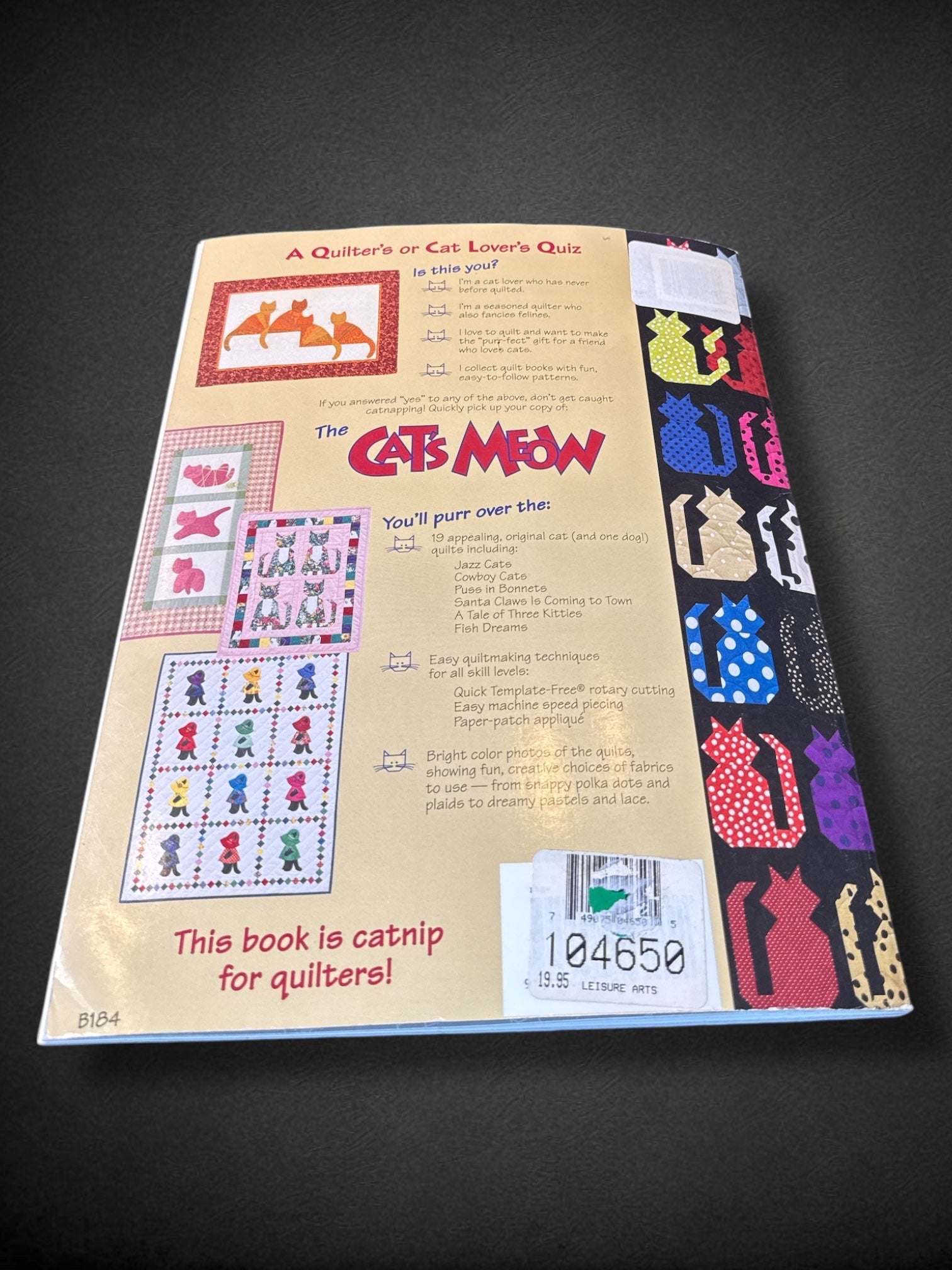 Vintage 1994 “The Cat’s Meow: Purr-fect Quilts for Cat Lovers” by Janet Kime