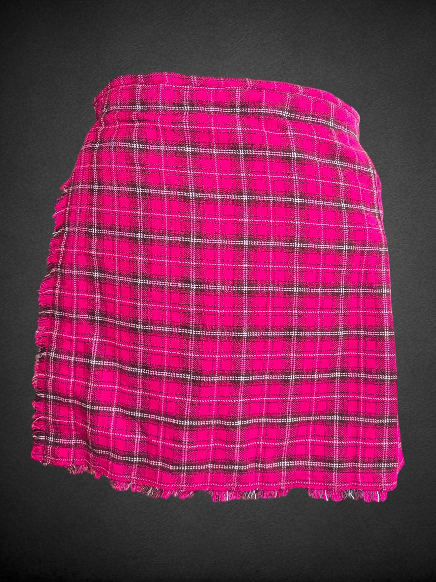 2X NWT VERILLAS hot pink, white, red, and black plaid kilt with Velcro wrap