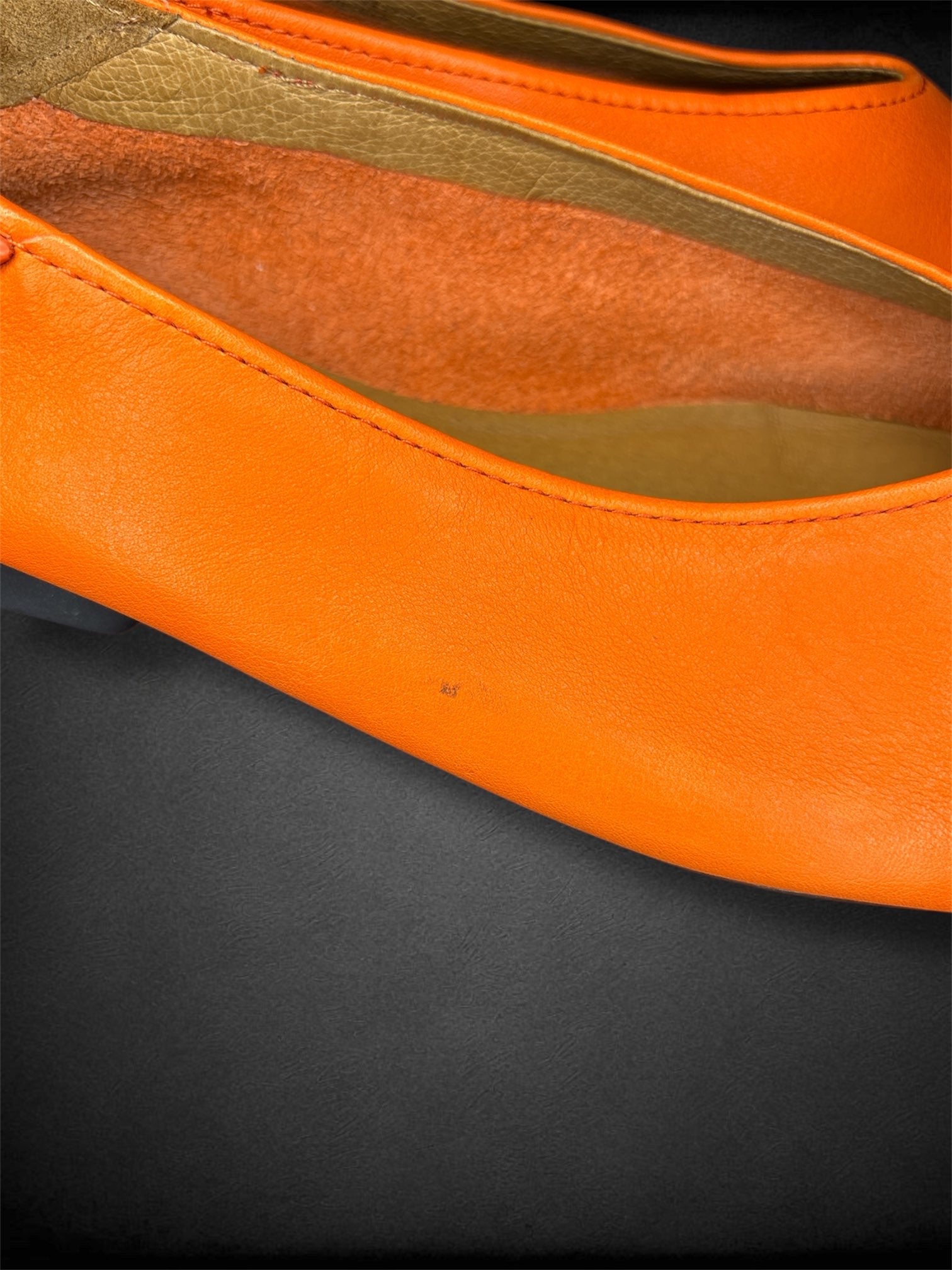 size 8 (women’s)Camper Orange Leather Ballerina Flats