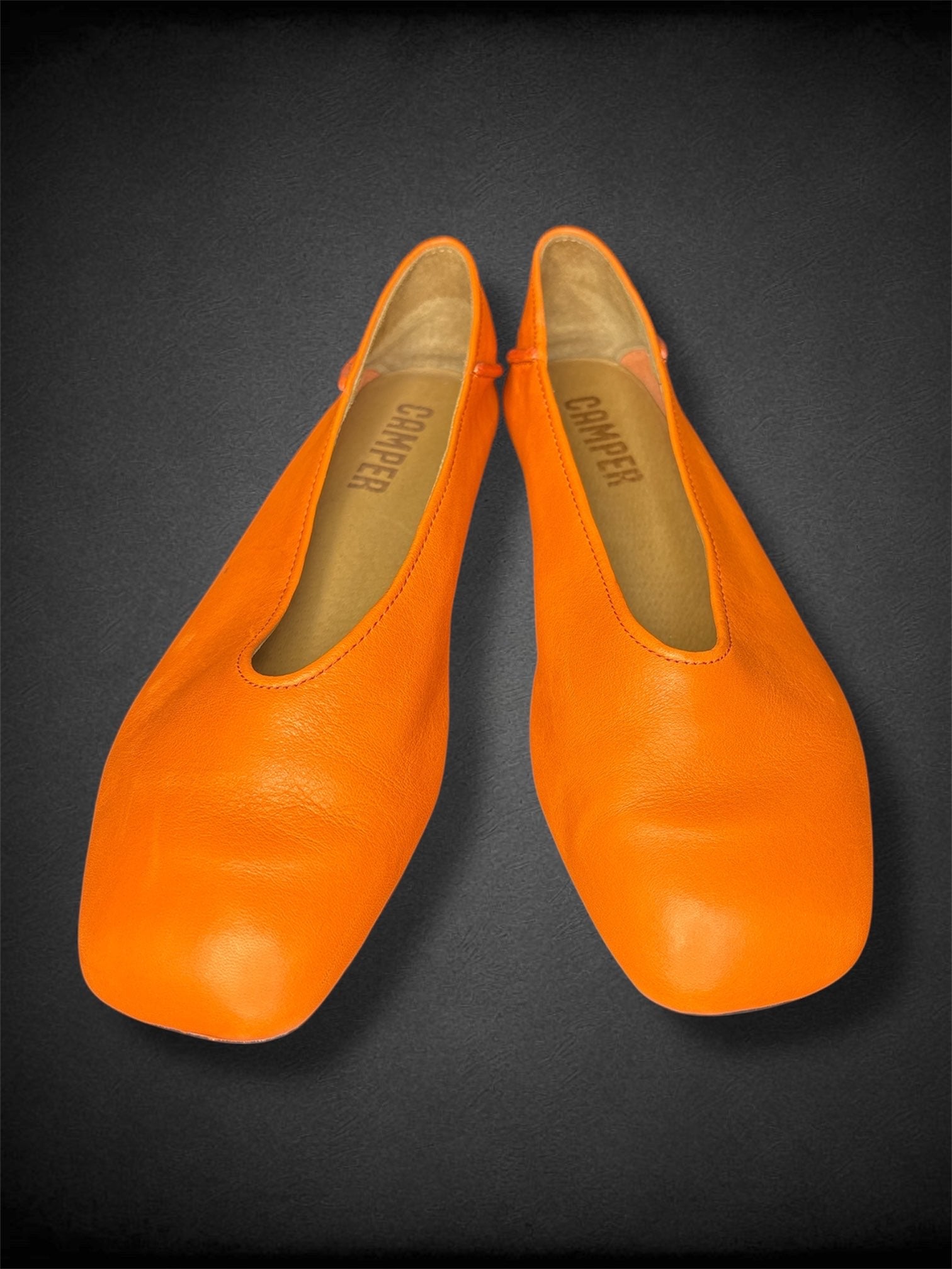 size 8 (women’s)Camper Orange Leather Ballerina Flats