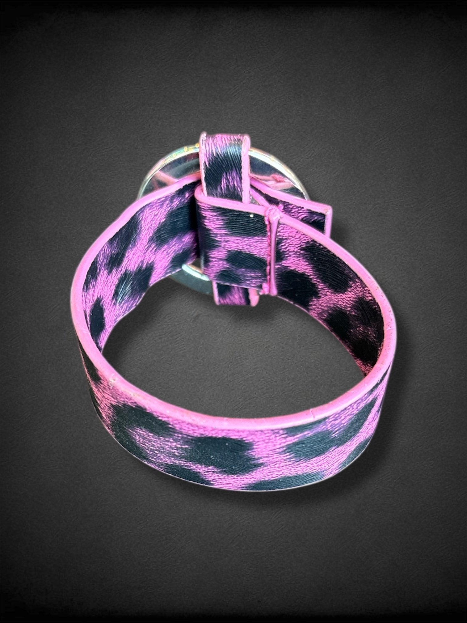 Pink and black Leppard print adjustable strap bracelet