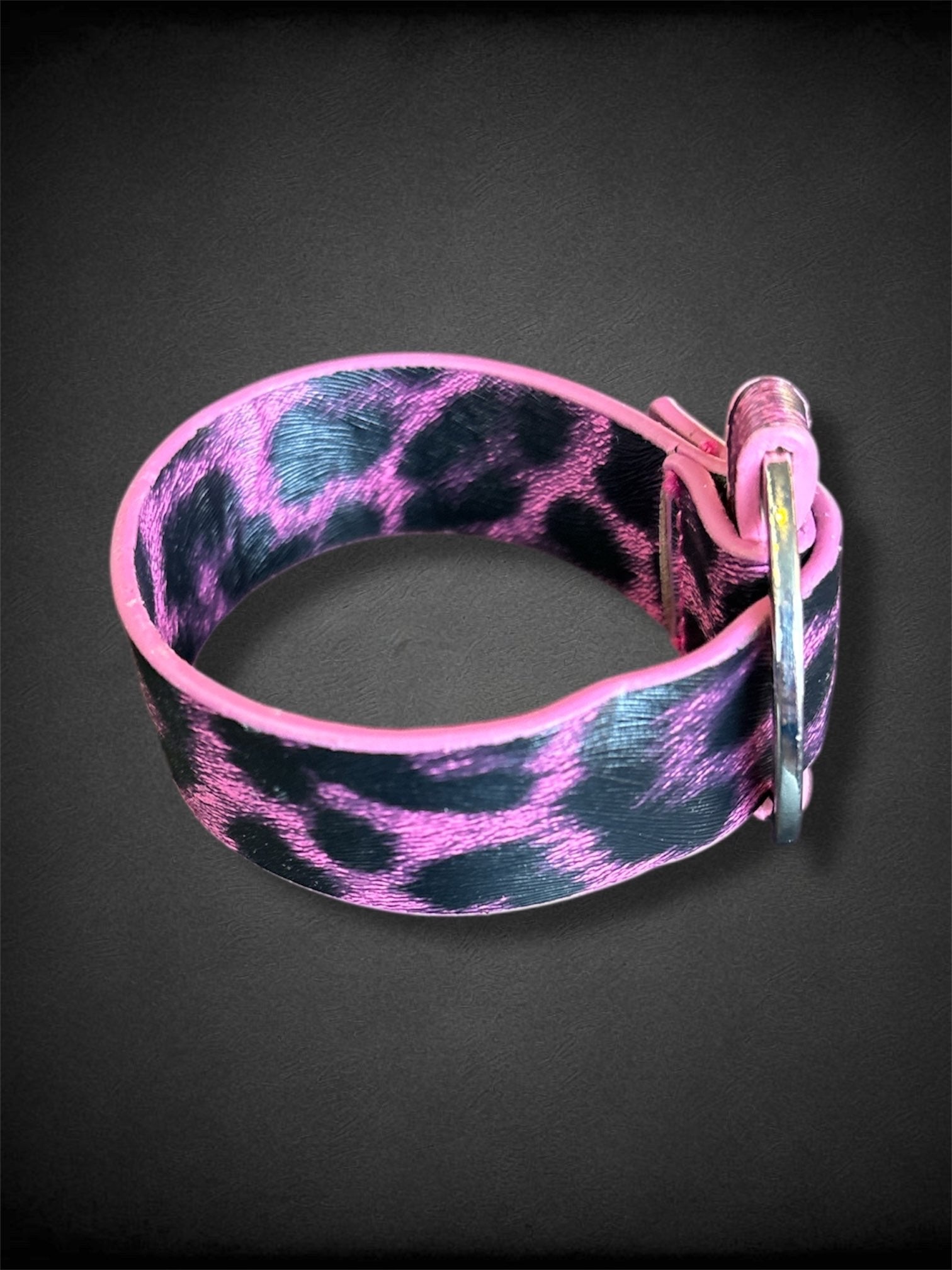 Pink and black Leppard print adjustable strap bracelet