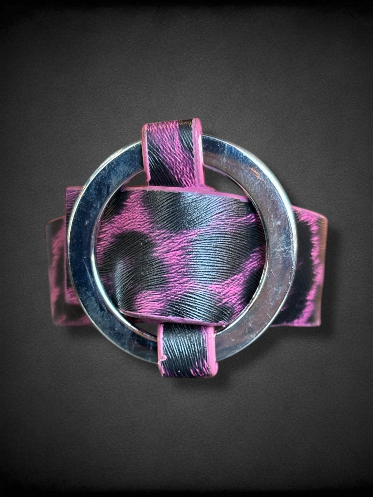 Pink and black Leppard print adjustable strap bracelet