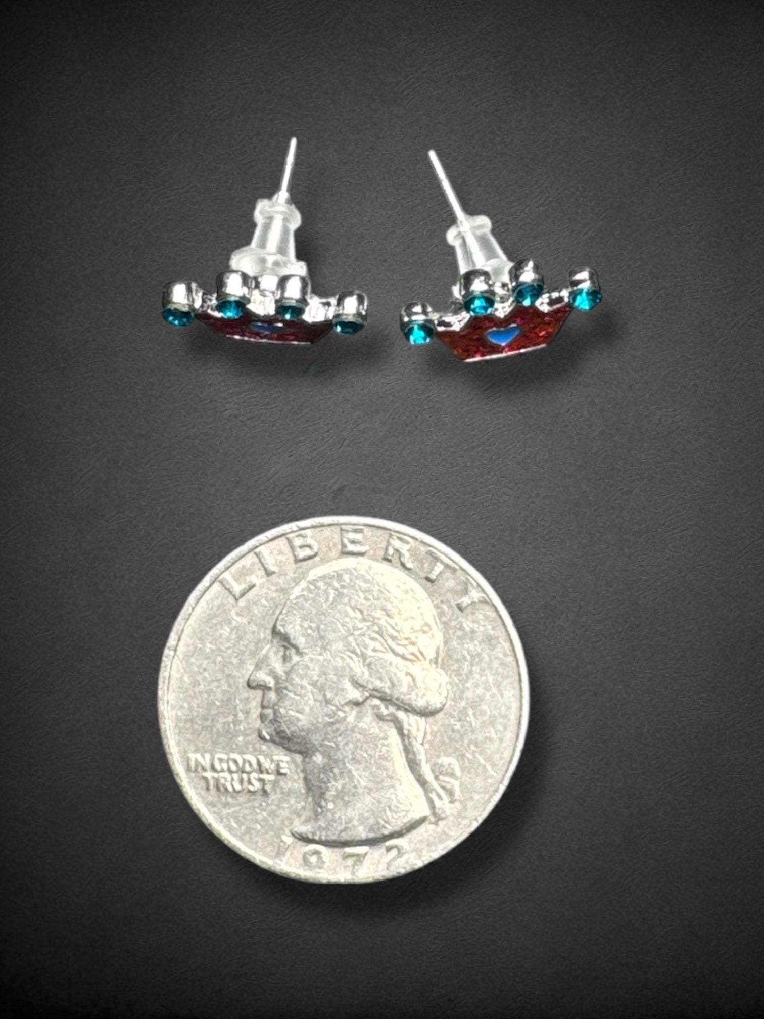 NWT Pink and blue sparkly crown earrings