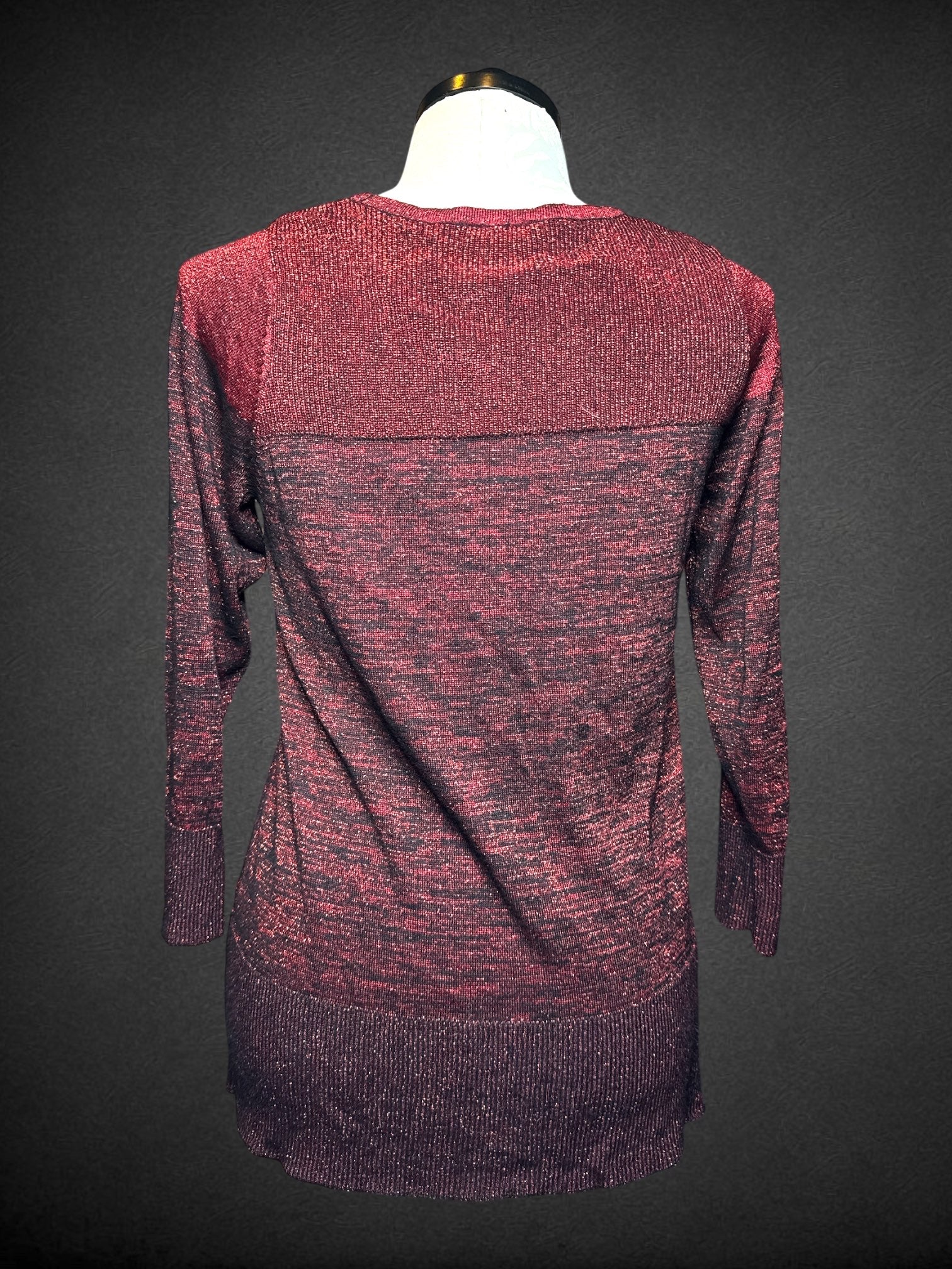 0X ALYX red and black metallic knit long sleeve sweater